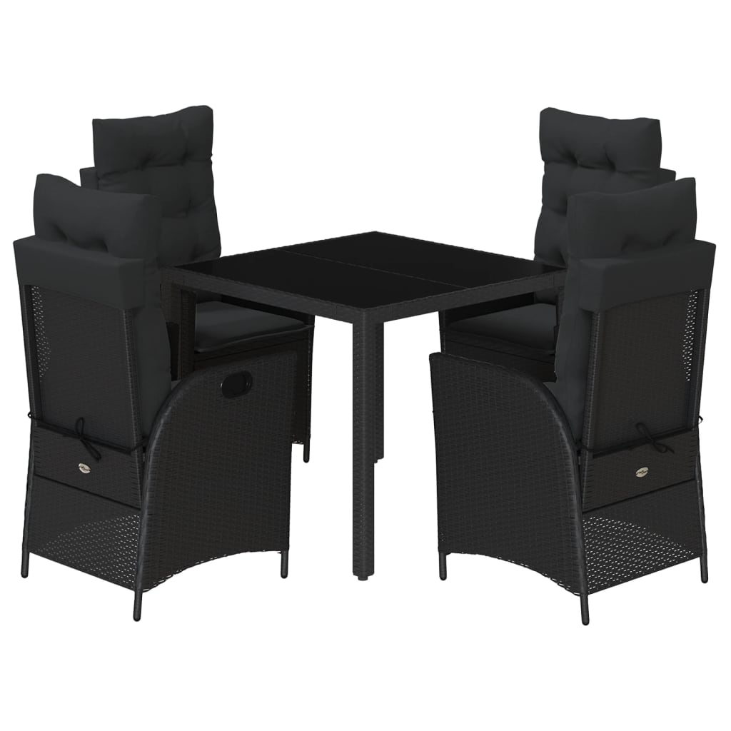 Set mobilier de grădină cu perne, 5 piese, negru, poliratan GartenMobel Dekor