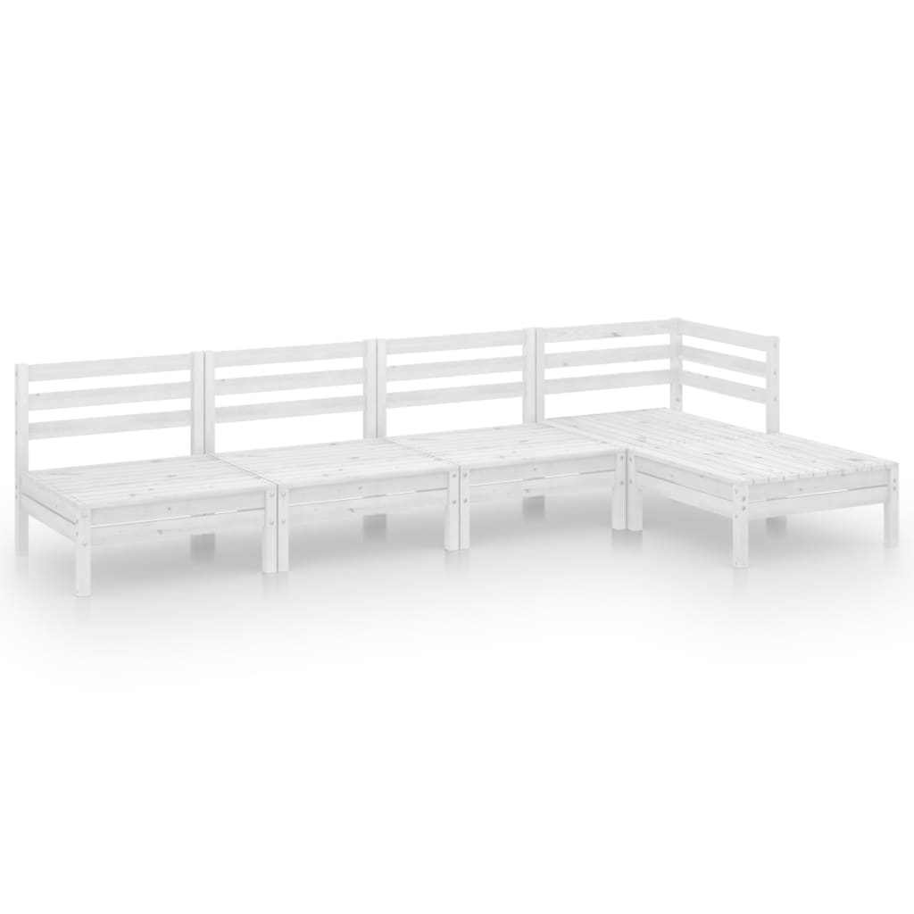 Set mobilier de grădină, 5 piese, alb, lemn masiv de pin GartenMobel Dekor