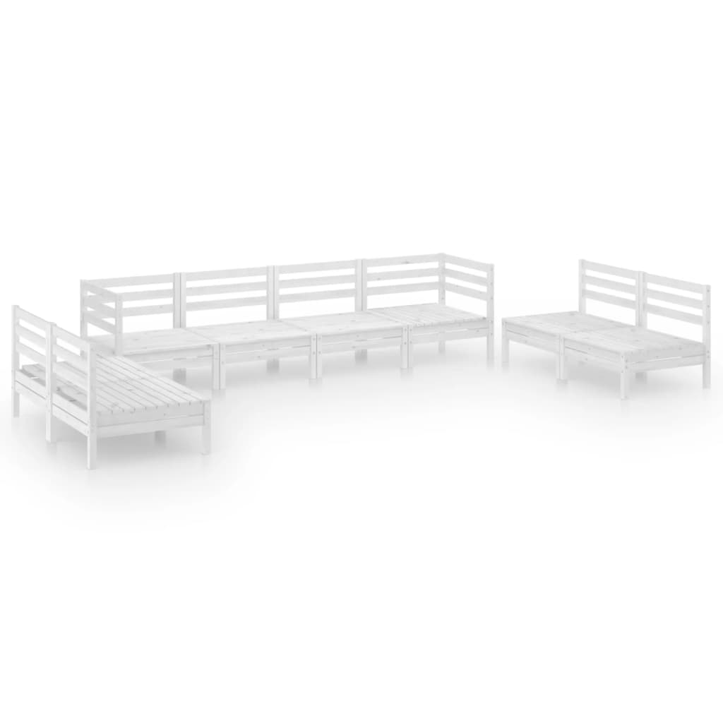 Set mobilier de grădină, 8 piese, alb, lemn masiv de pin GartenMobel Dekor