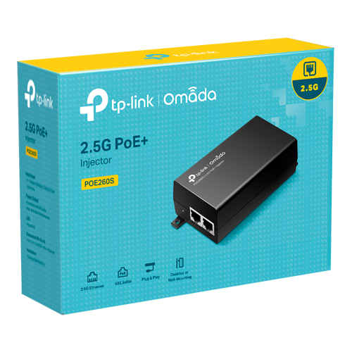 Injector PoE+, 2 x RJ45 2.5G, 30W - TP-Link Omada POE260S SafetyGuard Surveillance