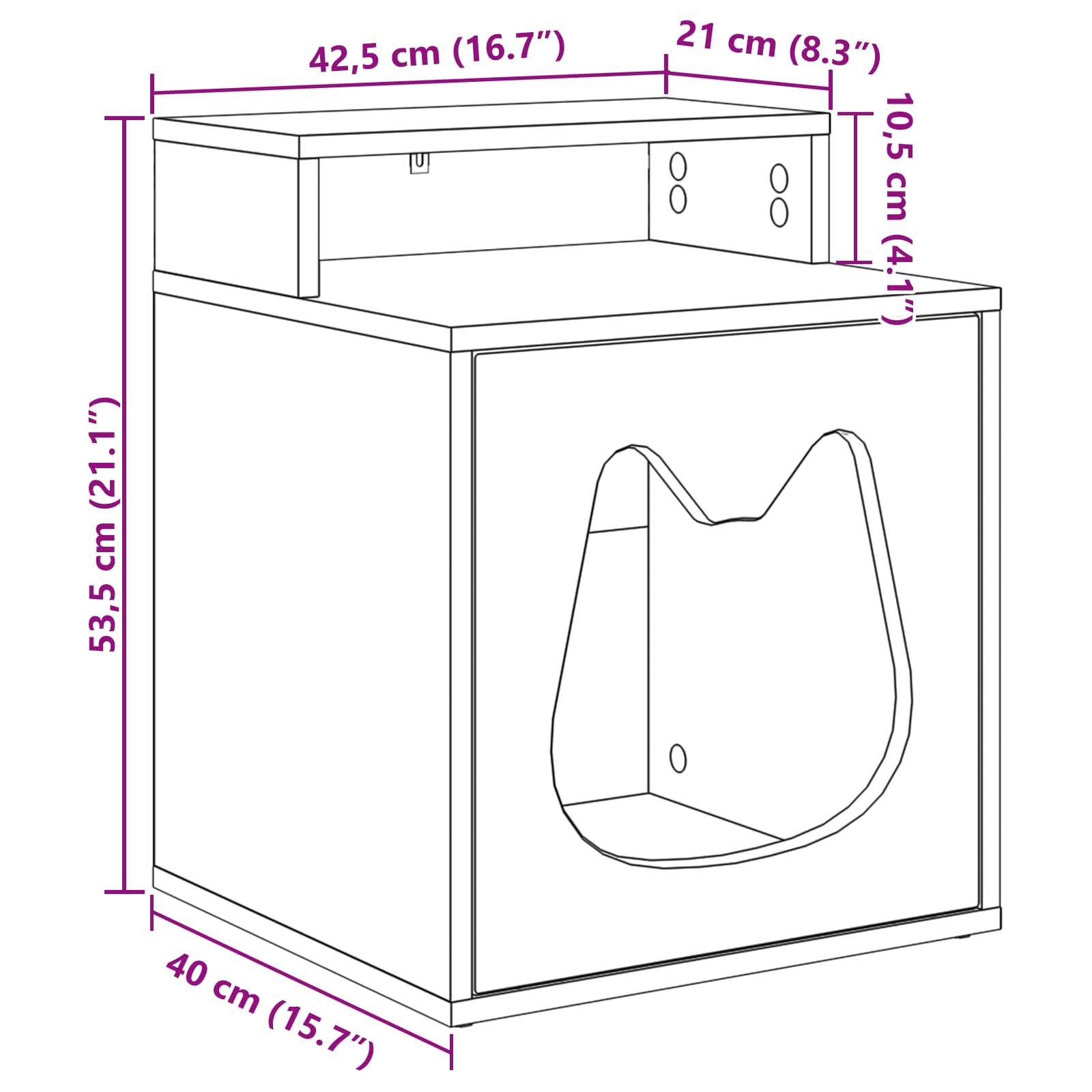 Casa pentru pisici Negru 42,5 x 40 x 53,5 cm Lemn compozit GartenMobel Dekor