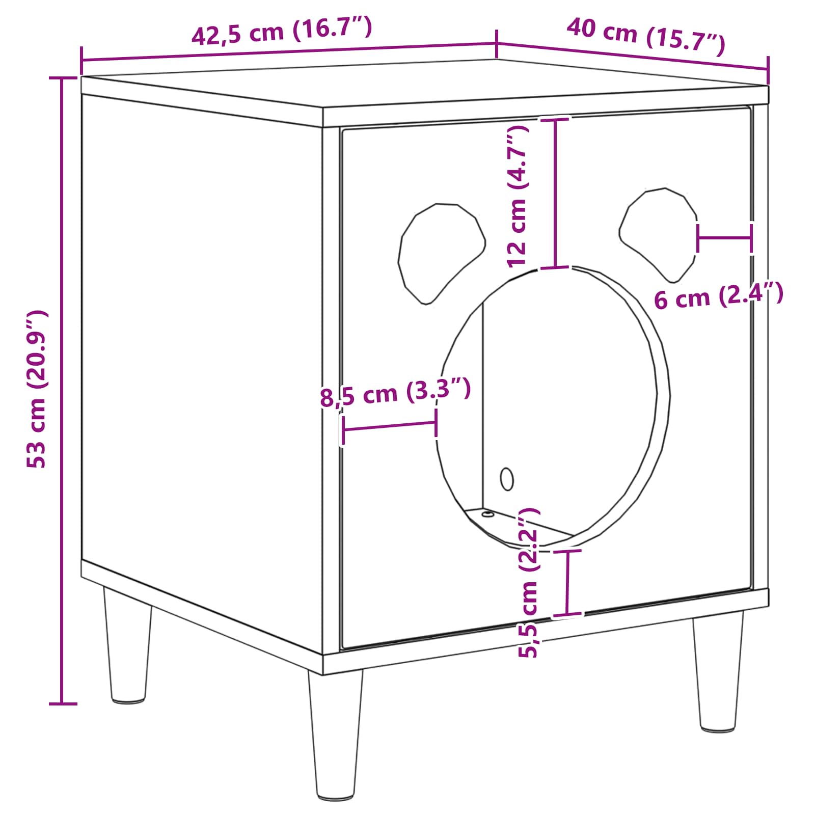 Casa pentru pisici Stejar artizanal 42,5 x 40 x 53 cm GartenMobel Dekor