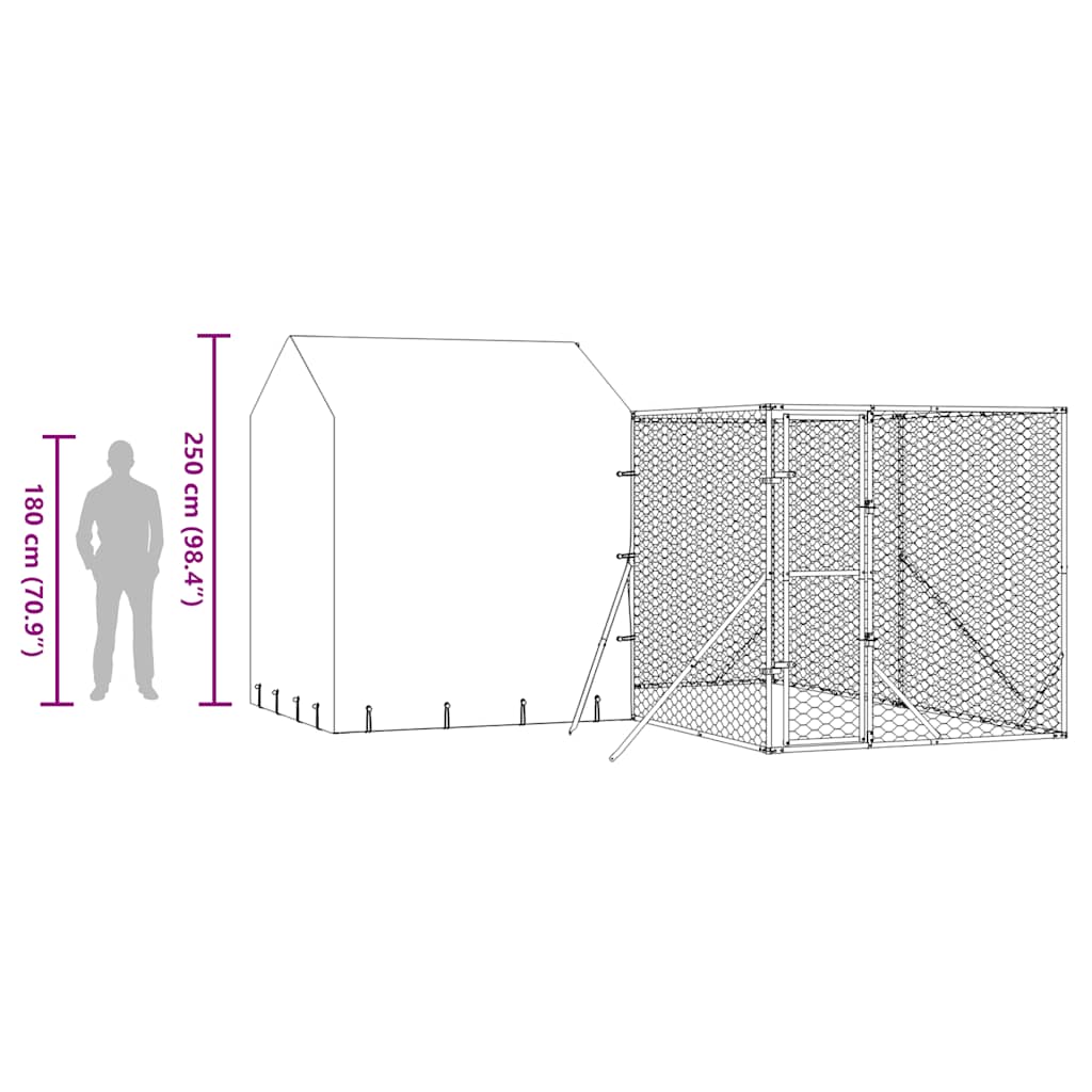 Padoc exterior cu acoperiș argintiu 4x4x2,5 m oțel galvanizat GartenMobel Dekor