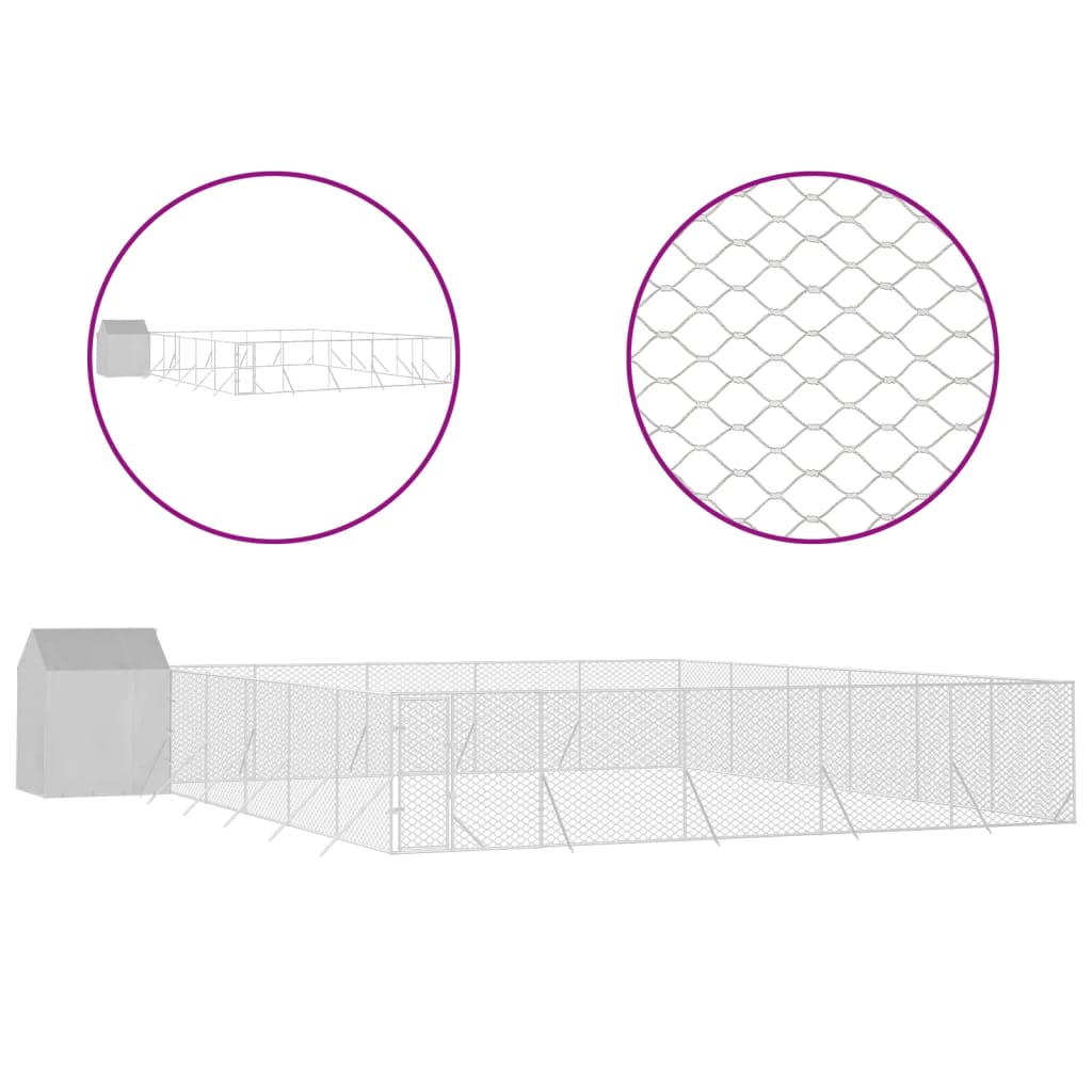 Padoc exterior cu acoperiș argintiu 12x12x2,5 m oțel galvanizat GartenMobel Dekor