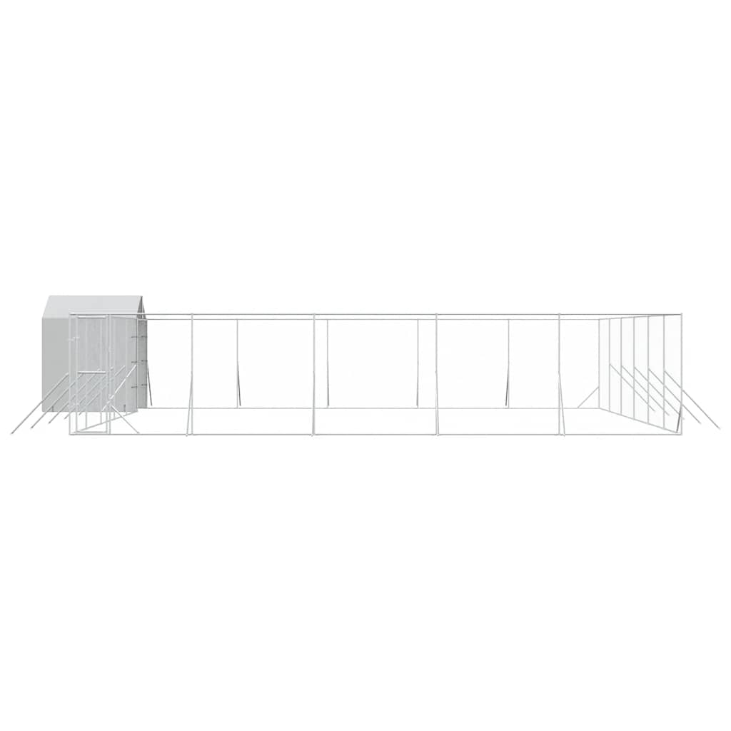 Padoc exterior cu acoperiș argintiu 12x12x2,5 m oțel galvanizat GartenMobel Dekor