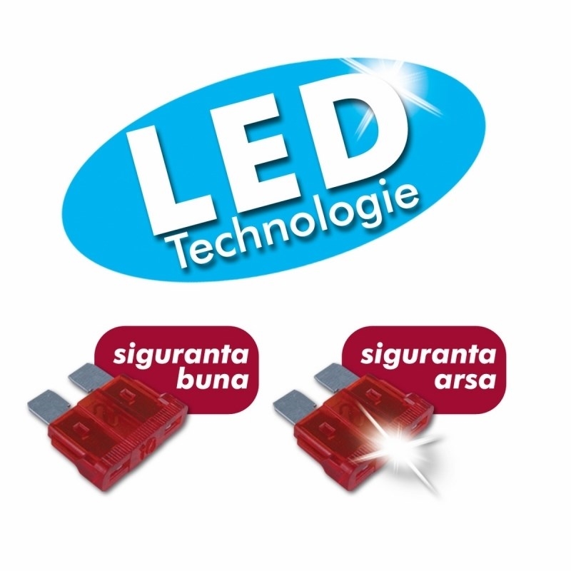 Set 10 sigurante auto plate cu led RoGroup, 12V Automobile ProTravel