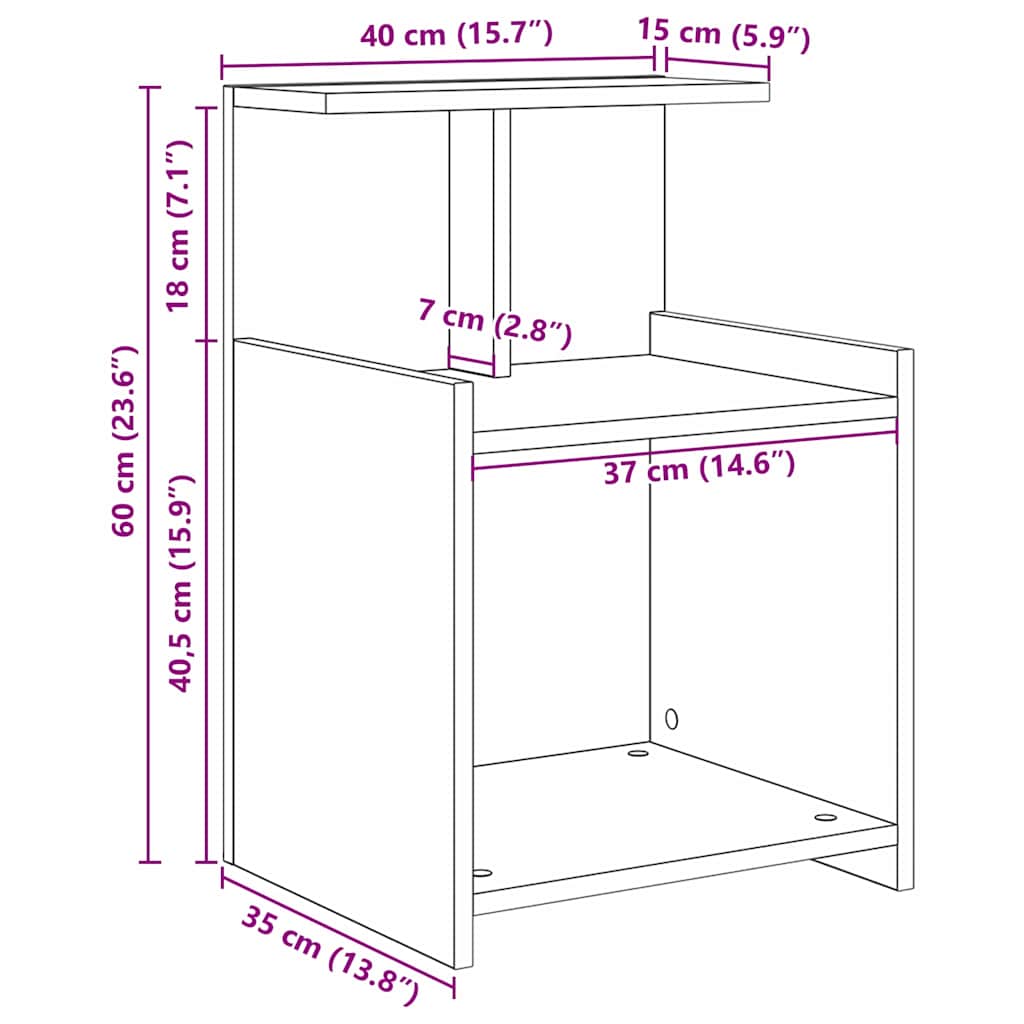Dulap de noapte 2 pcs Lemn vechi 40 x 35 x 60 cm Lemn compozit GartenMobel Dekor