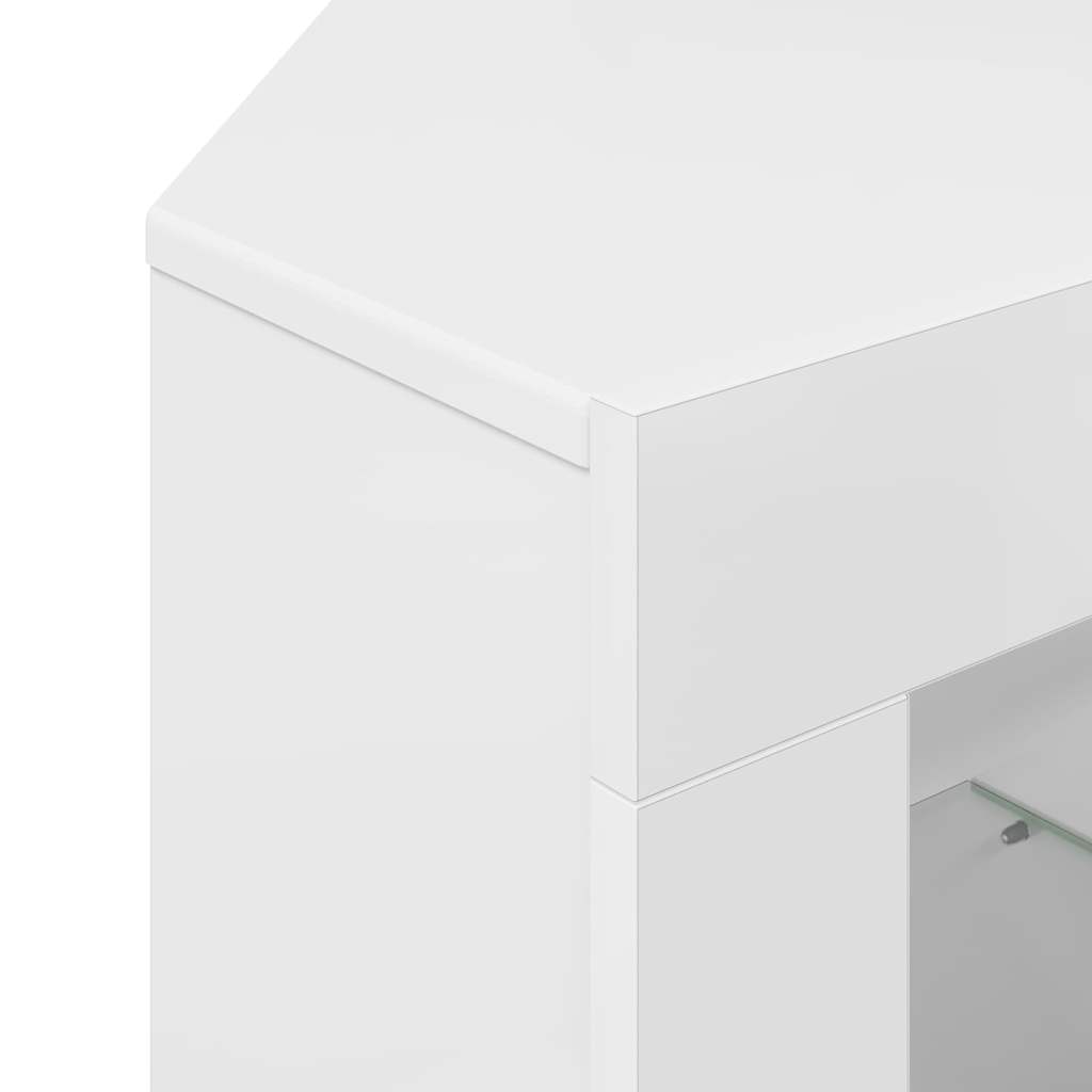 Șifonier LED pentru TV colțar Alb lucios 104 x 40 x 68 cm GartenMobel Dekor