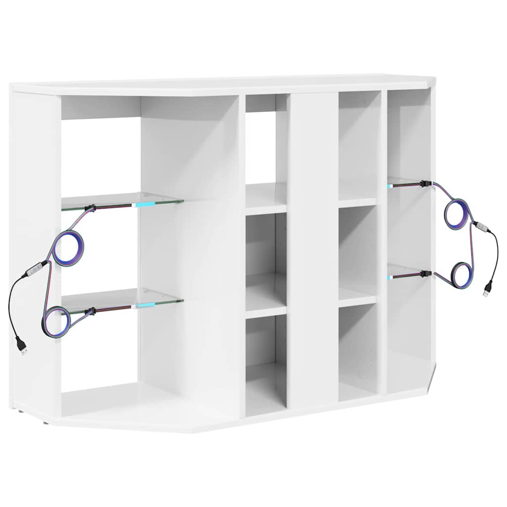 Șifonier LED pentru TV colțar Alb lucios 104 x 40 x 68 cm GartenMobel Dekor