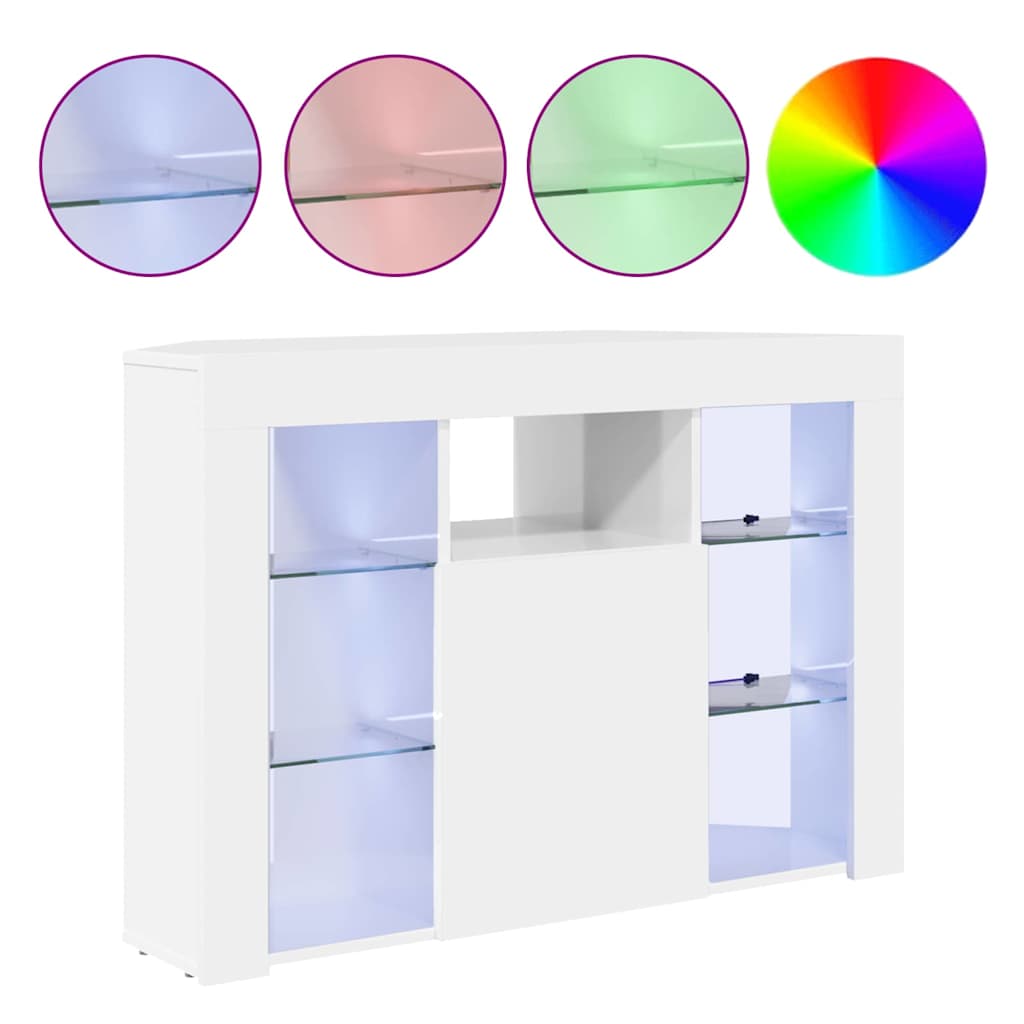 Șifonier LED pentru TV colțar Alb lucios 104 x 40 x 68 cm GartenMobel Dekor