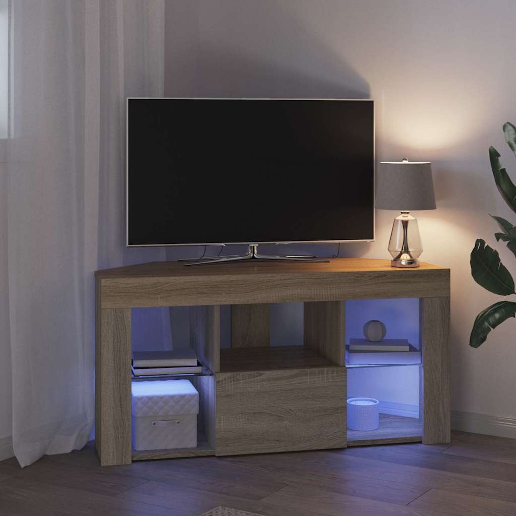Șifonier LED pentru TV colțar Stejar Sonoma 102 x 40 x 50 cm GartenMobel Dekor