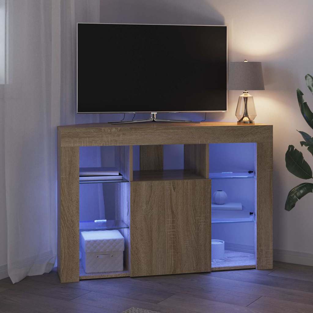 Șifonier LED pentru TV colțar Stejar Sonoma 102 x 40 x 68 cm GartenMobel Dekor