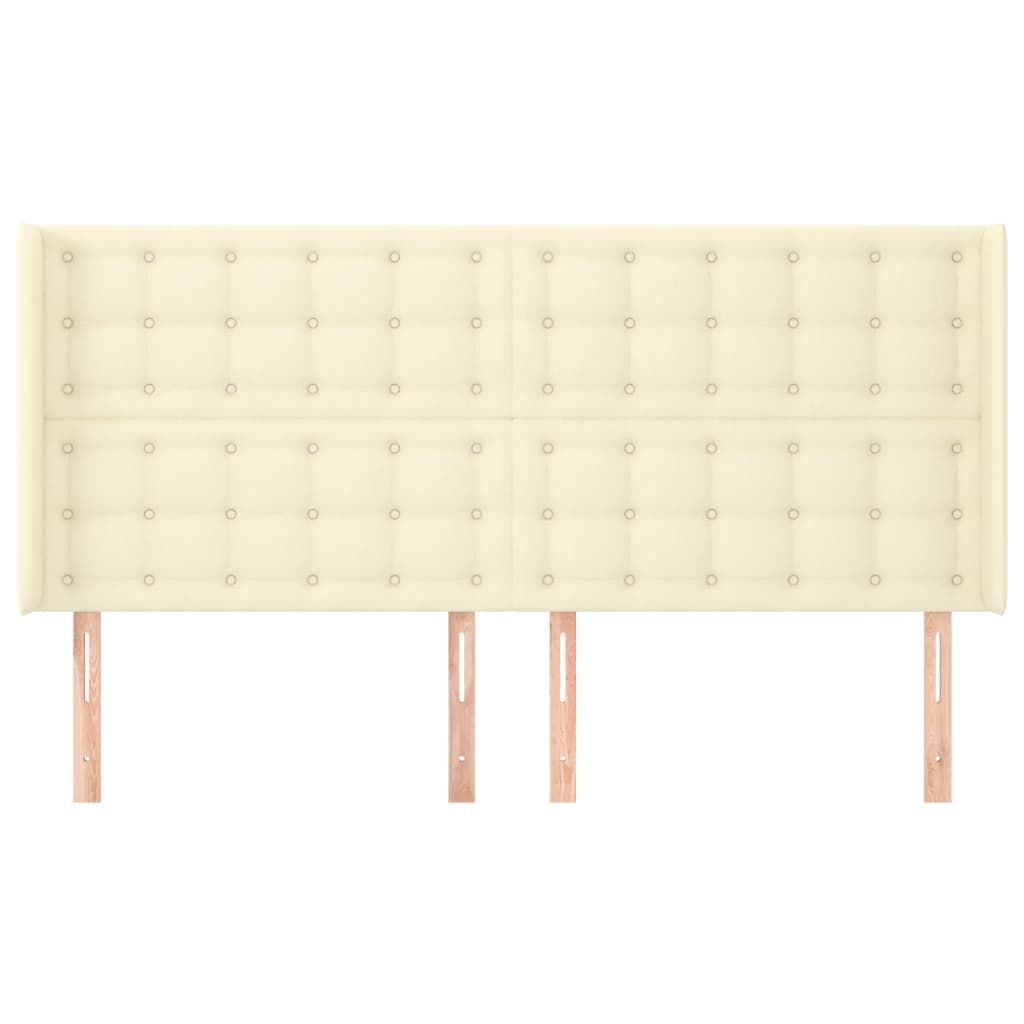 Tăblie de pat cu aripioare, crem, 183x16x118/128 cm, piele eco GartenMobel Dekor