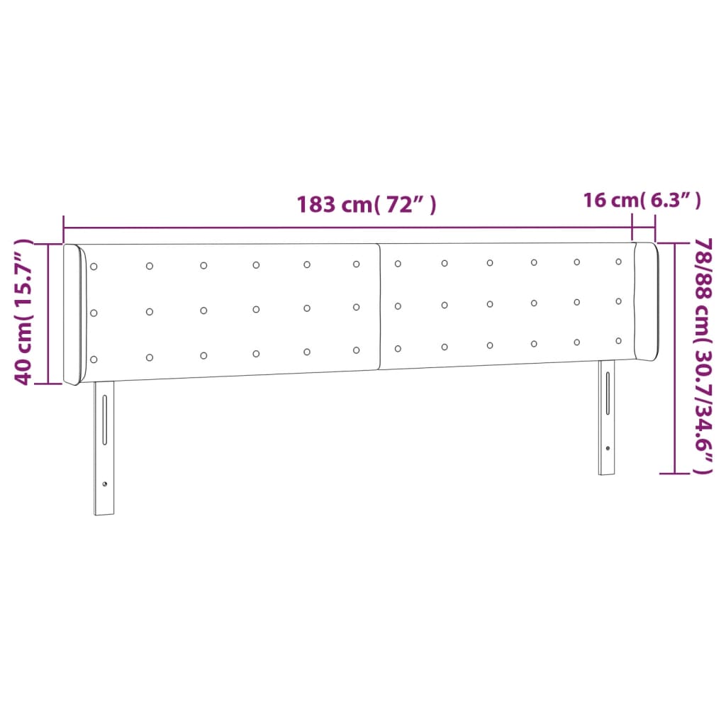 Tăblie de pat cu aripioare crem 183x16x78/88 cm piele ecologică GartenMobel Dekor