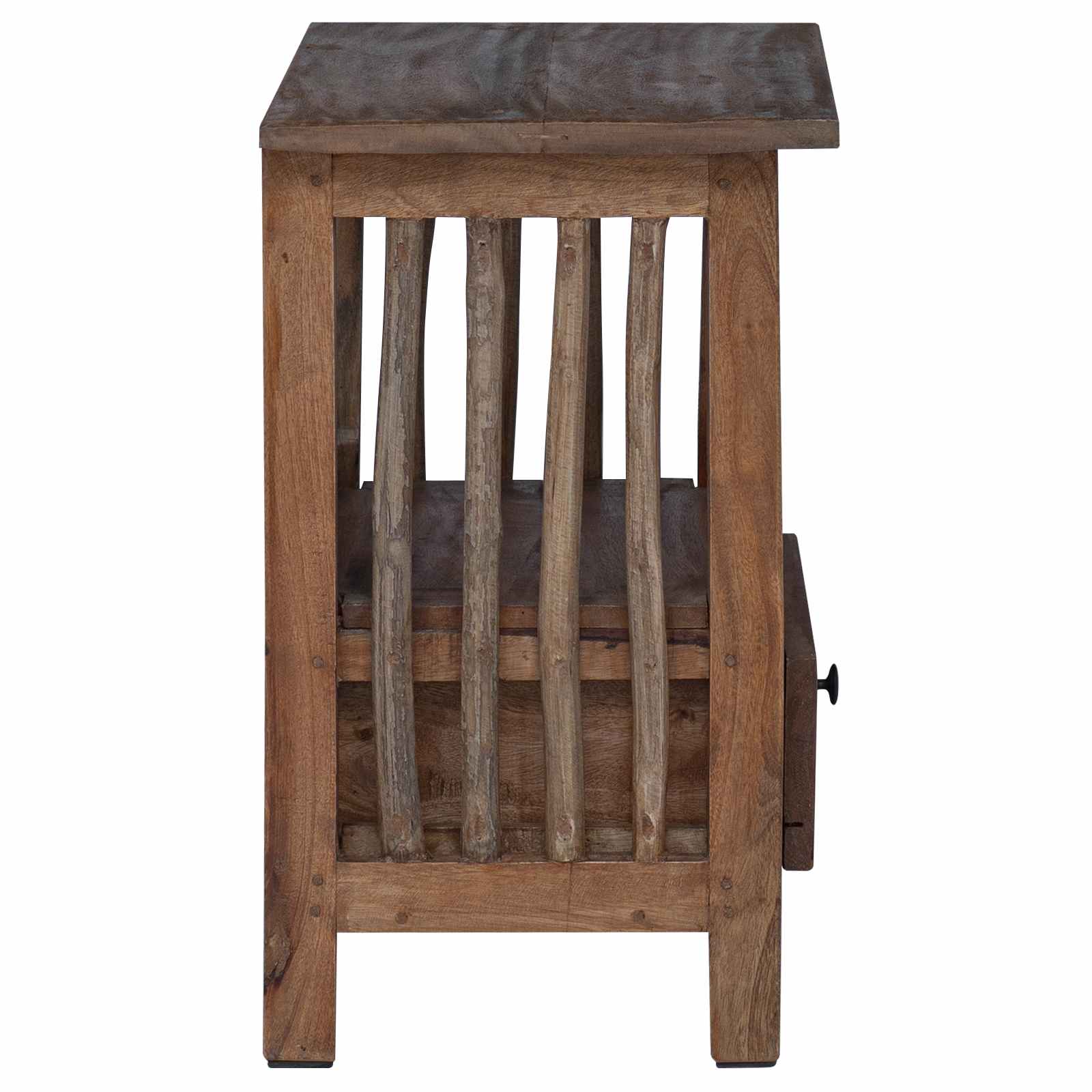 Noptieră cu sertar Maro 30 x 30 x 47 cm Lemn recuperat masiv GartenMobel Dekor