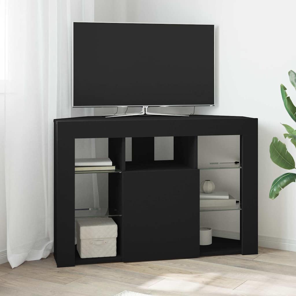 Șifonier LED pentru TV colțar Negru 100x40x68cm Lemn compozit GartenMobel Dekor