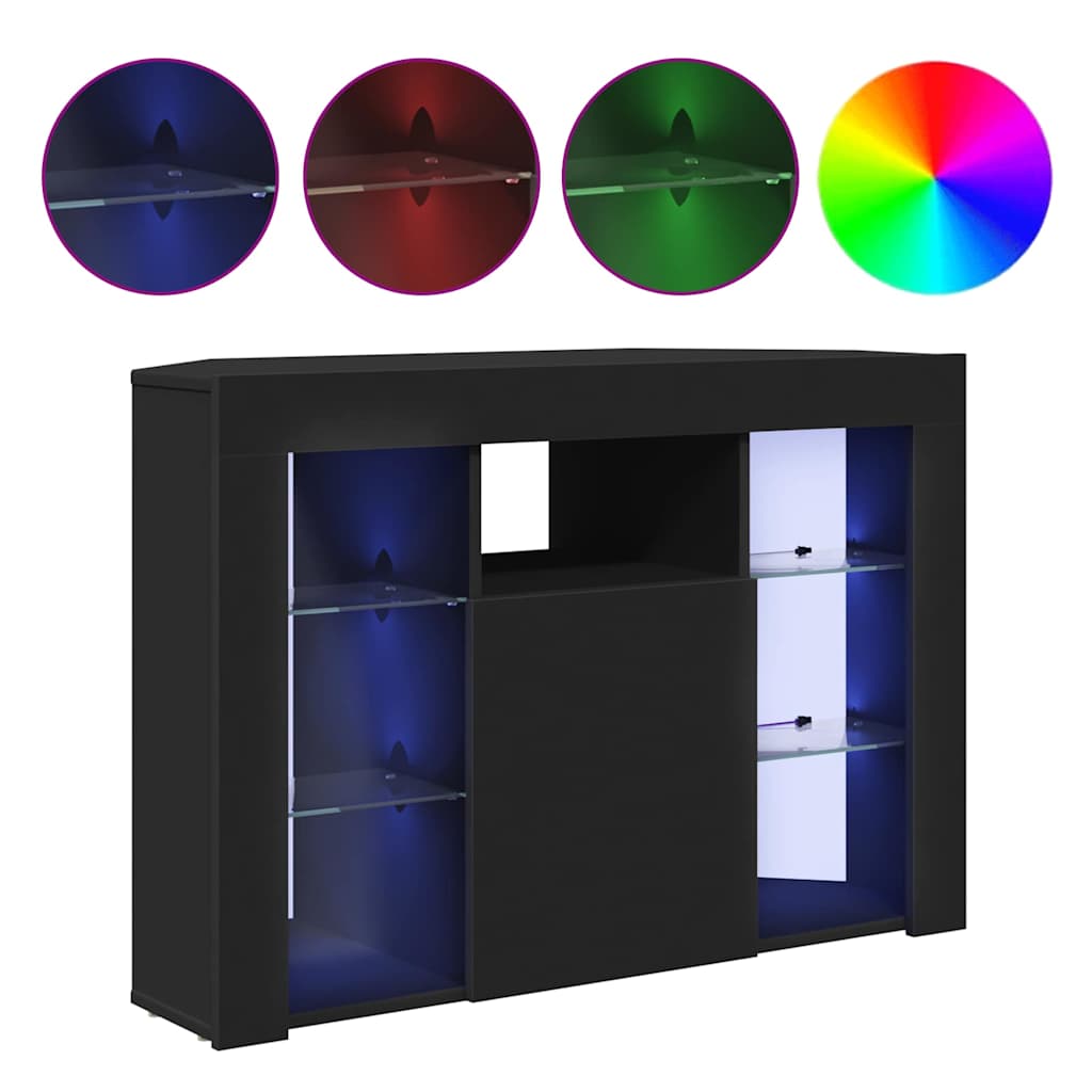 Șifonier LED pentru TV colțar Negru 100x40x68cm Lemn compozit GartenMobel Dekor