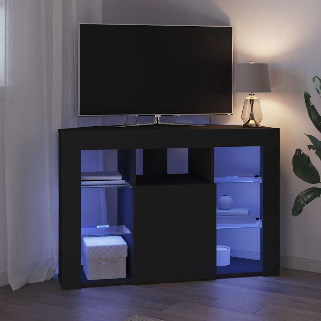 Șifonier LED pentru TV colțar Negru 100x40x68cm Lemn compozit GartenMobel Dekor
