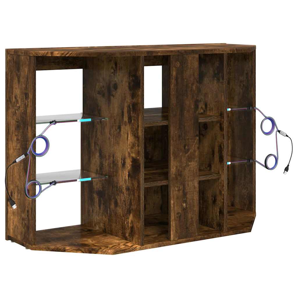 Șifonier LED pentru TV colțar Stejar fumuriu 100x40x68cm GartenMobel Dekor