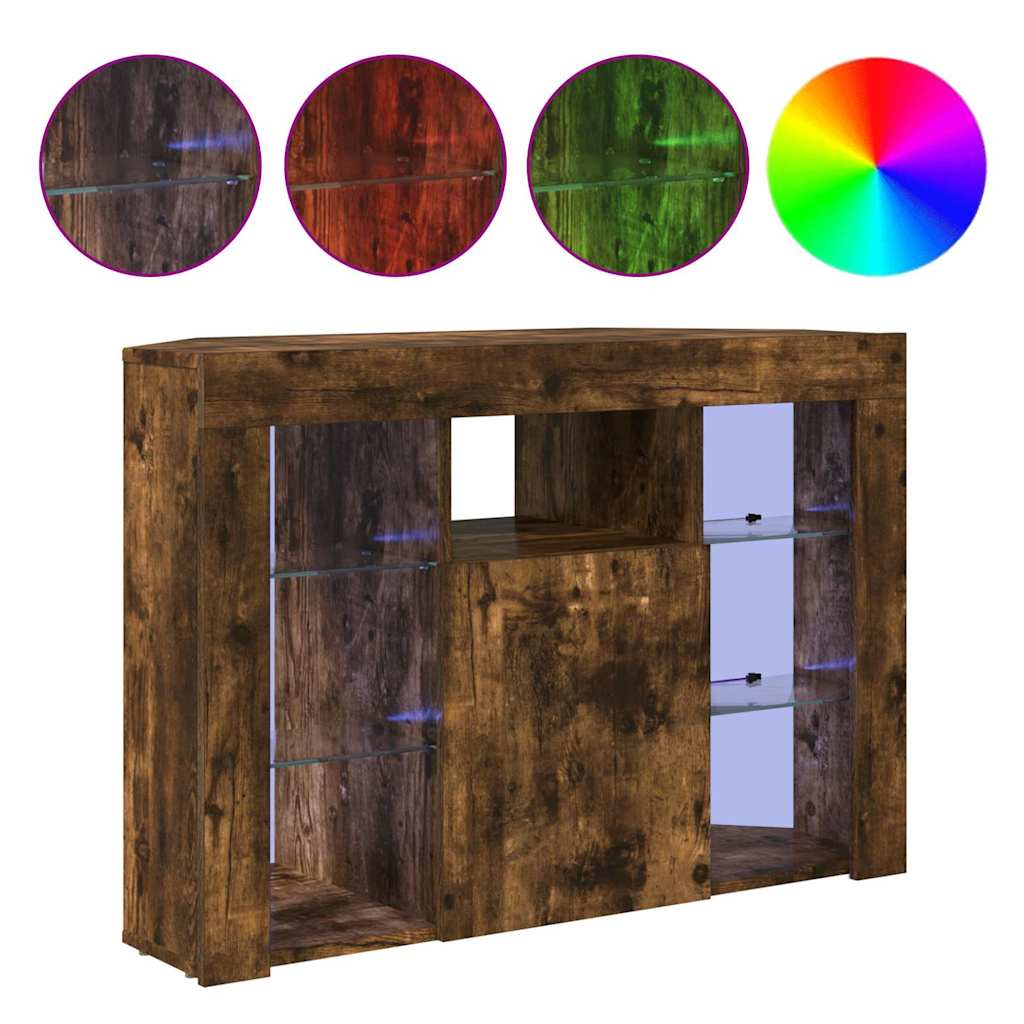 Șifonier LED pentru TV colțar Stejar fumuriu 100x40x68cm GartenMobel Dekor