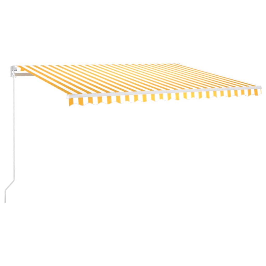 Copertină retractabilă manual cu LED, galben și alb, 450x350 cm GartenMobel Dekor