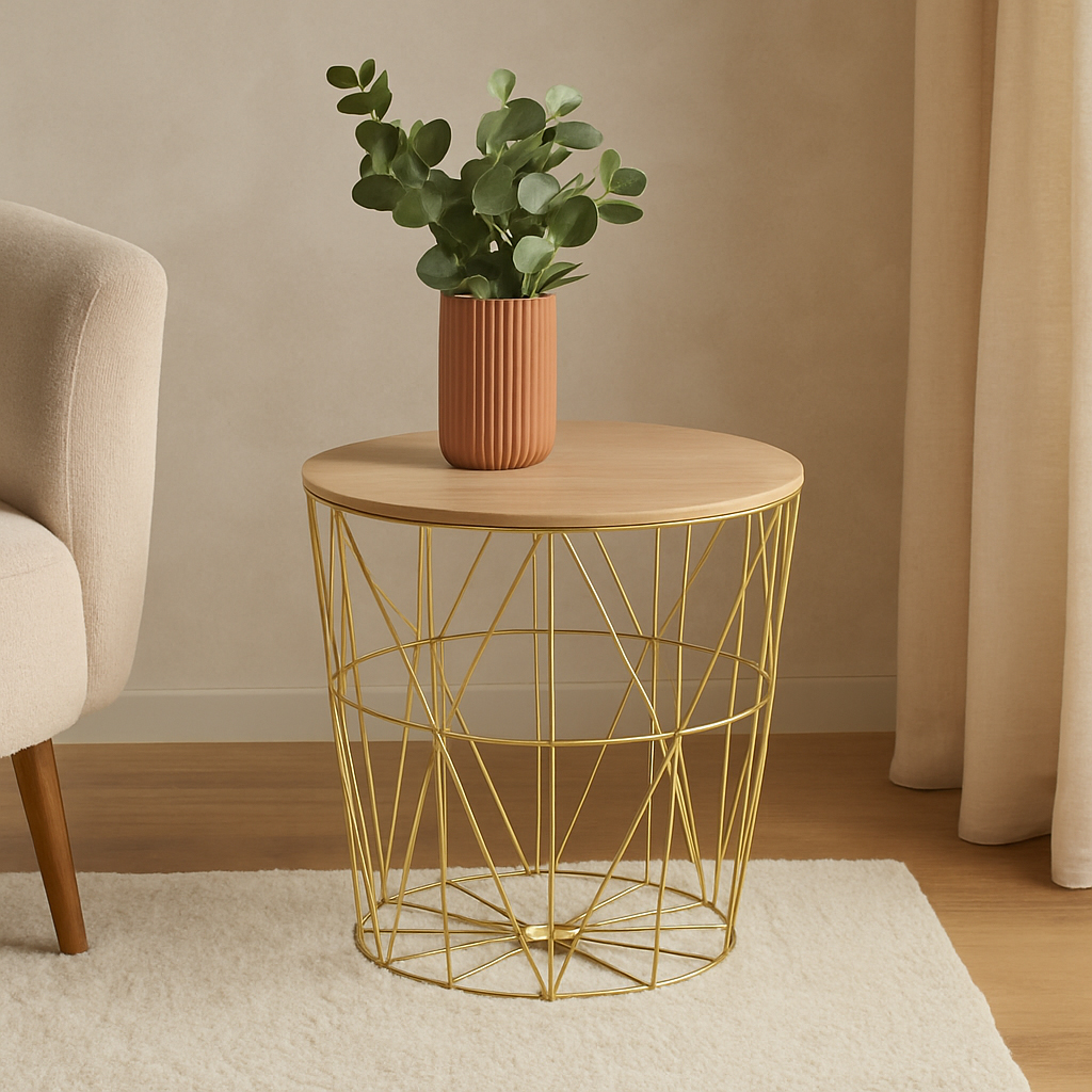 Masuta cafea rotunda Atmosphera Kumi, 40x41 cm, auriu Household NewTrend