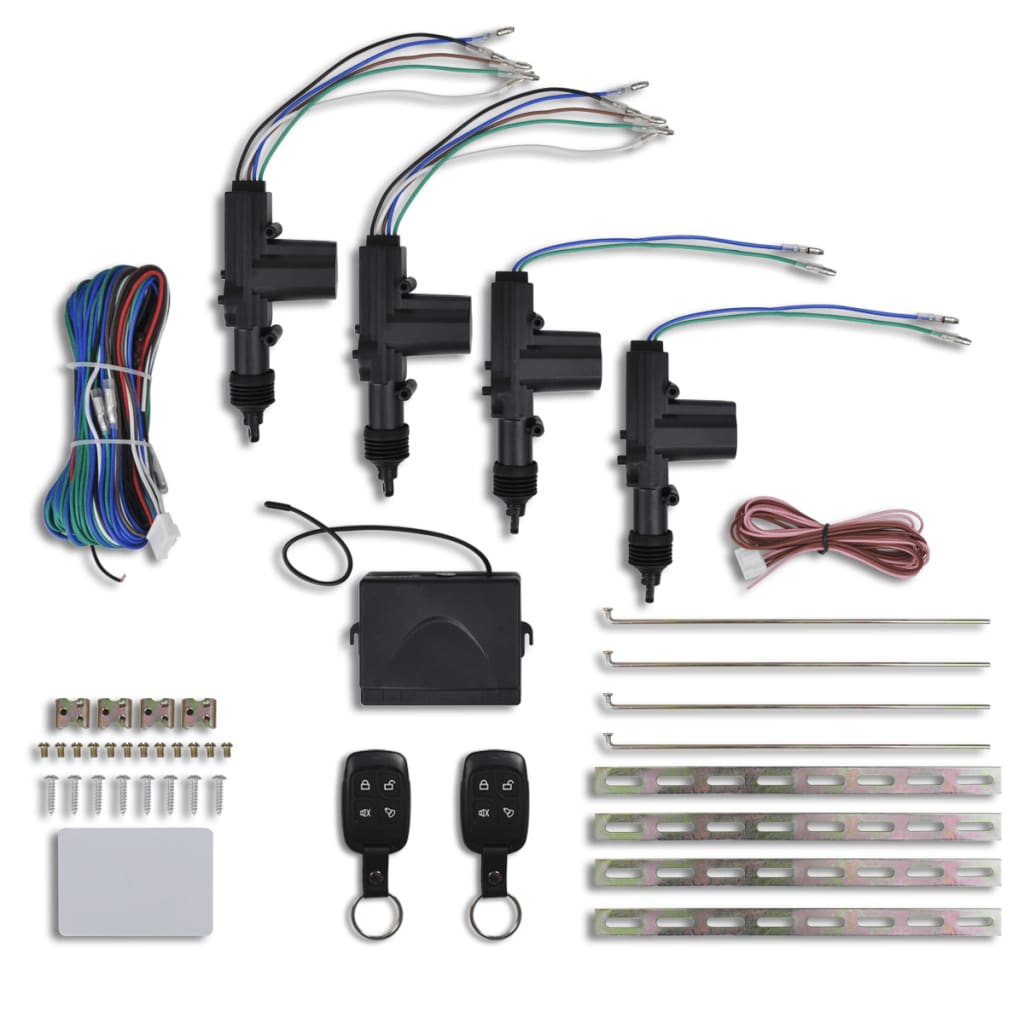 Set închidere ușă auto cu 2 telecomenzi&4 motoare 12V universal GartenMobel Dekor