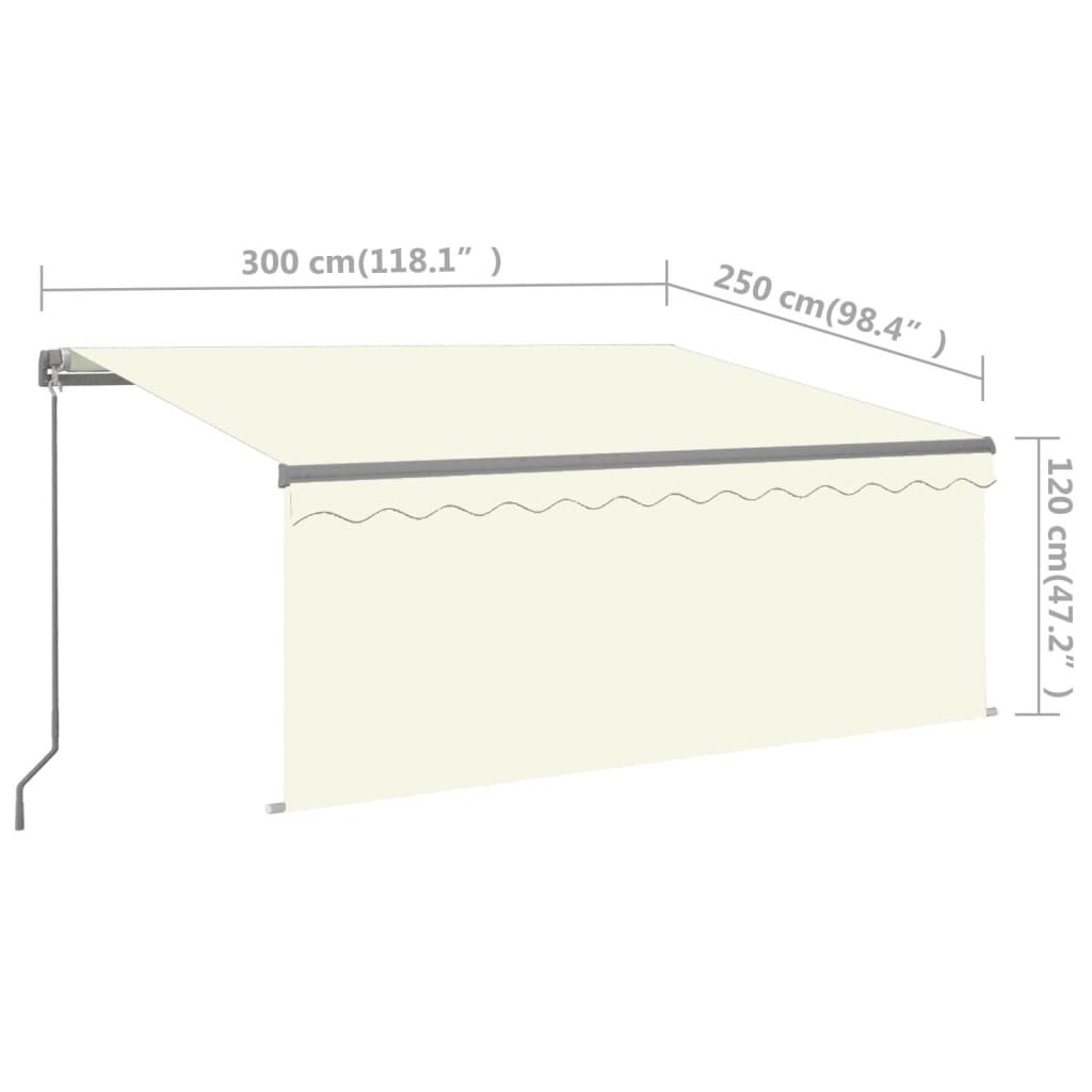 Copertină retractabilă manual cu stor, crem, 3x2,5 m GartenMobel Dekor