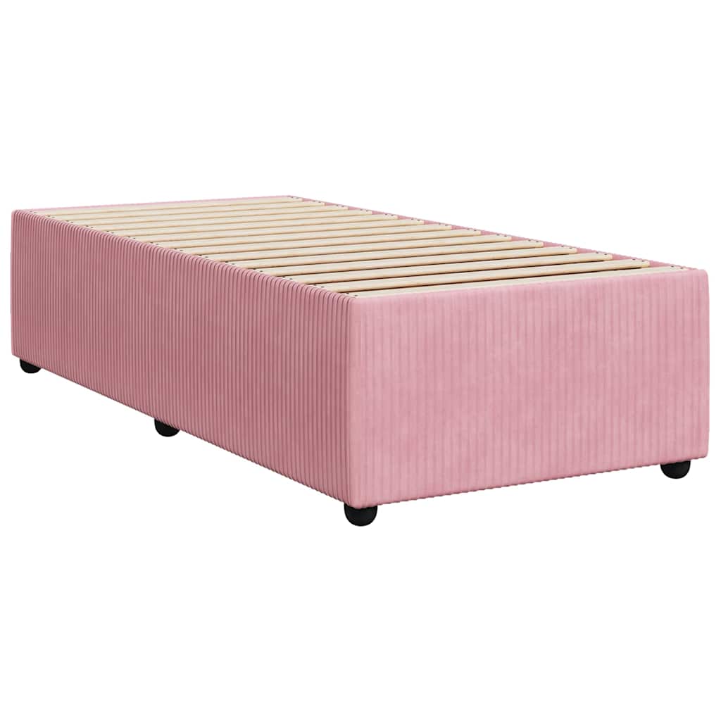 Pat box spring cu saltea, roz, 90x190 cm, catifea GartenMobel Dekor