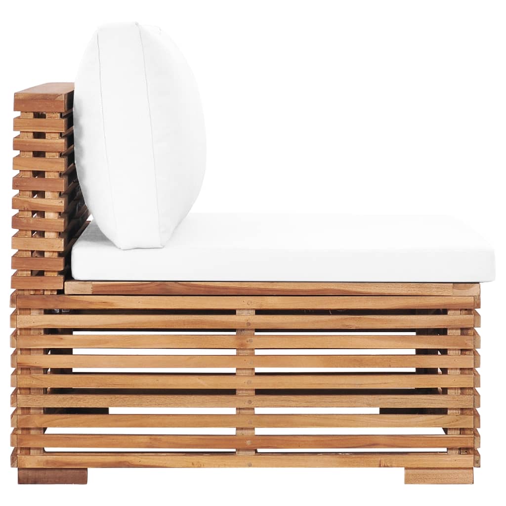 Canapea de mijloc de grădină cu perne crem, lemn masiv de tec GartenMobel Dekor