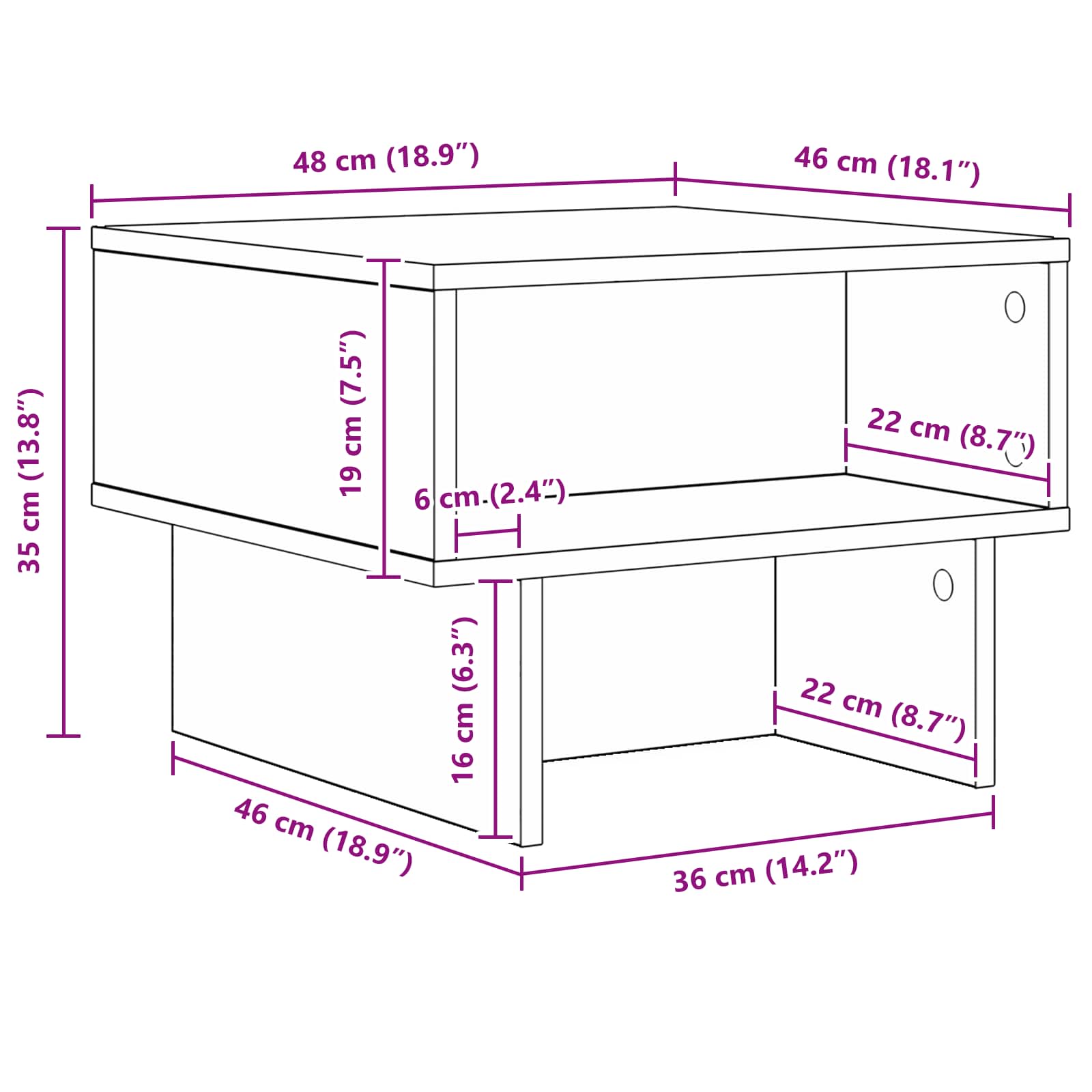 Masă de cafea Gri Sonoma 48 x 46 x 35 cm Lemn compozit GartenMobel Dekor