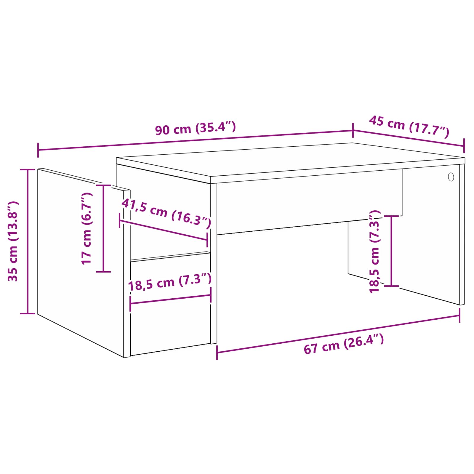 Masă de cafea Gri Sonoma 90 x 45 x 35 cm Lemn compozit GartenMobel Dekor