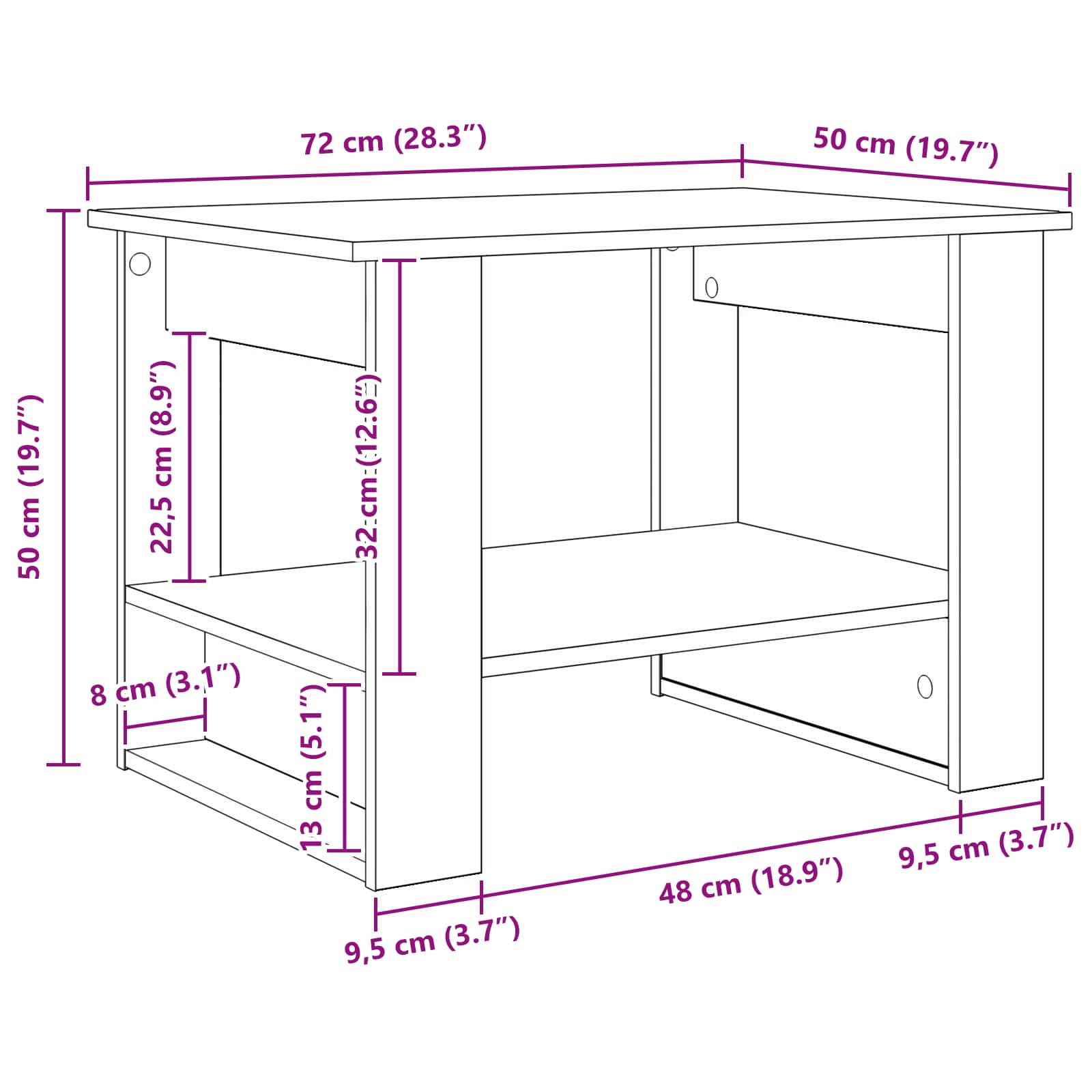 Masă de cafea Gri din beton 72 x 50 x 50 cm Lemn compozit GartenMobel Dekor