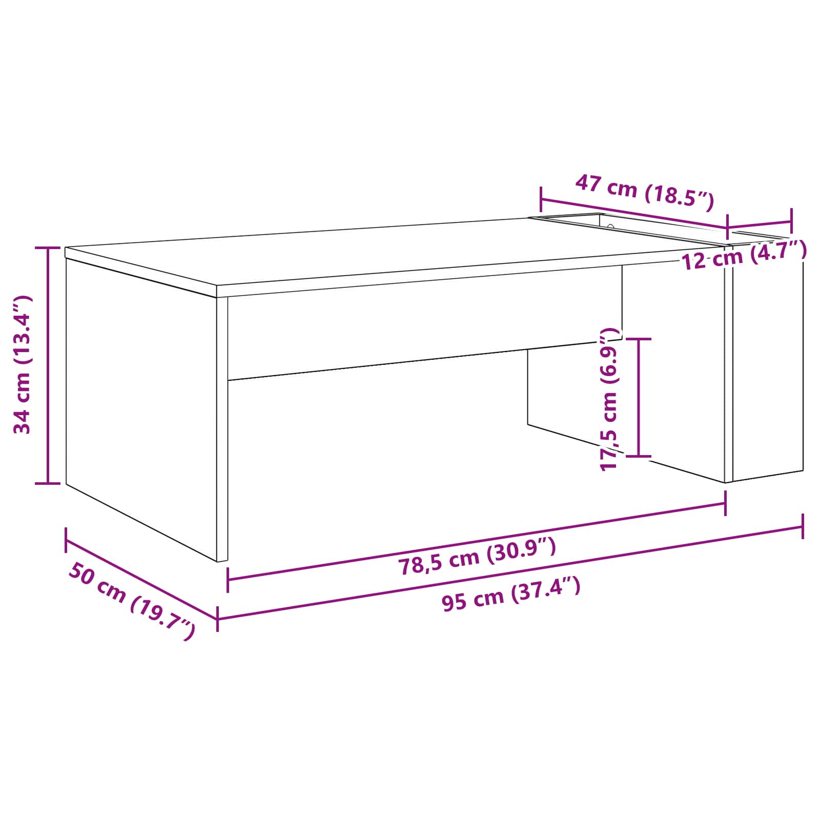 Masă de cafea Gri din beton 95 x 50 x 34 cm Lemn compozit GartenMobel Dekor