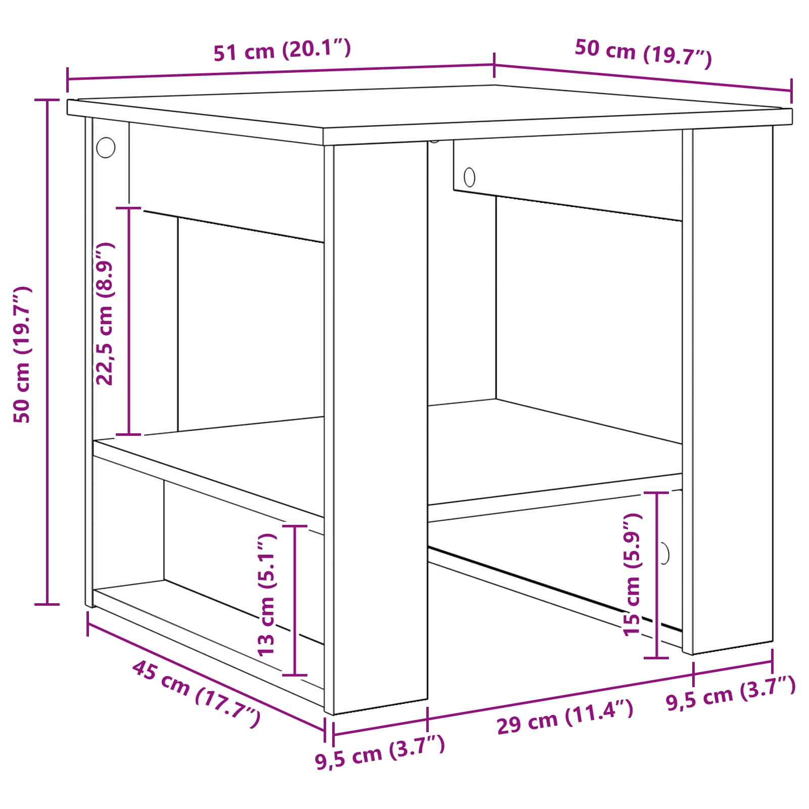 Masă de cafea Lemn vechi 51 x 50 x 50 cm Lemn compozit GartenMobel Dekor