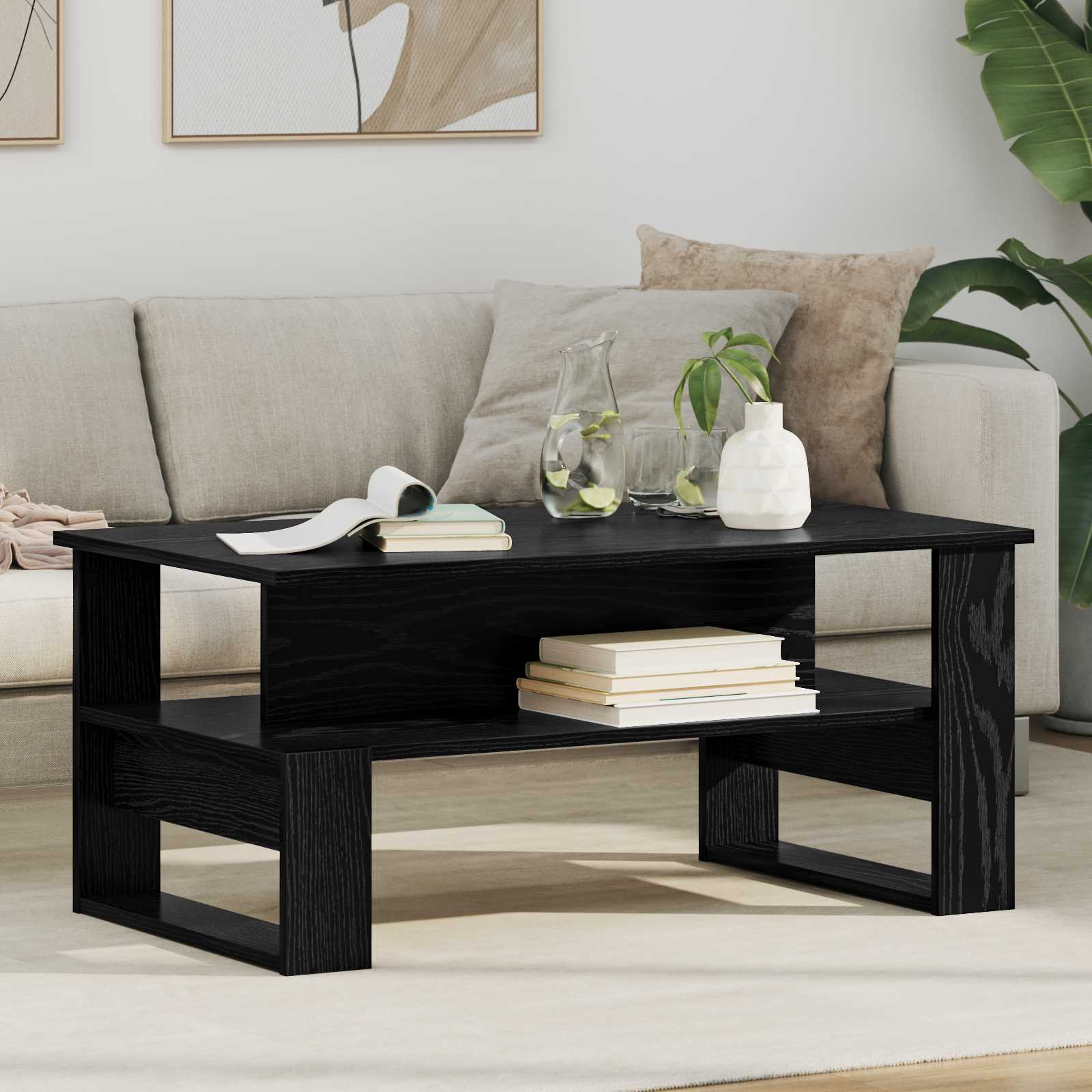 Masă de cafea Stejar Negru 90 x 50 x 40 cm Lemn compozit GartenMobel Dekor