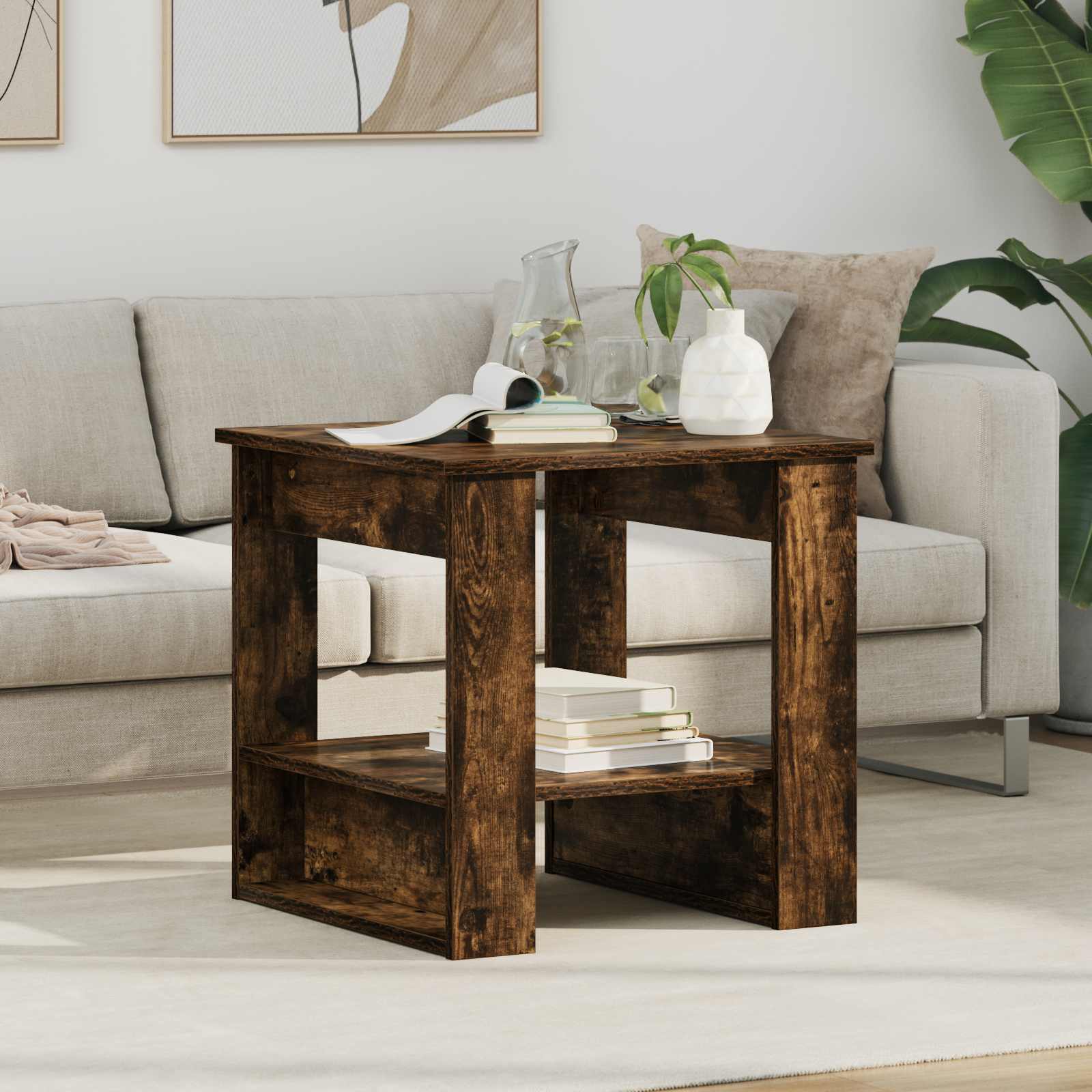 Masă de cafea Stejar fumuriu 51 x 50 x 50 cm Lemn compozit GartenMobel Dekor