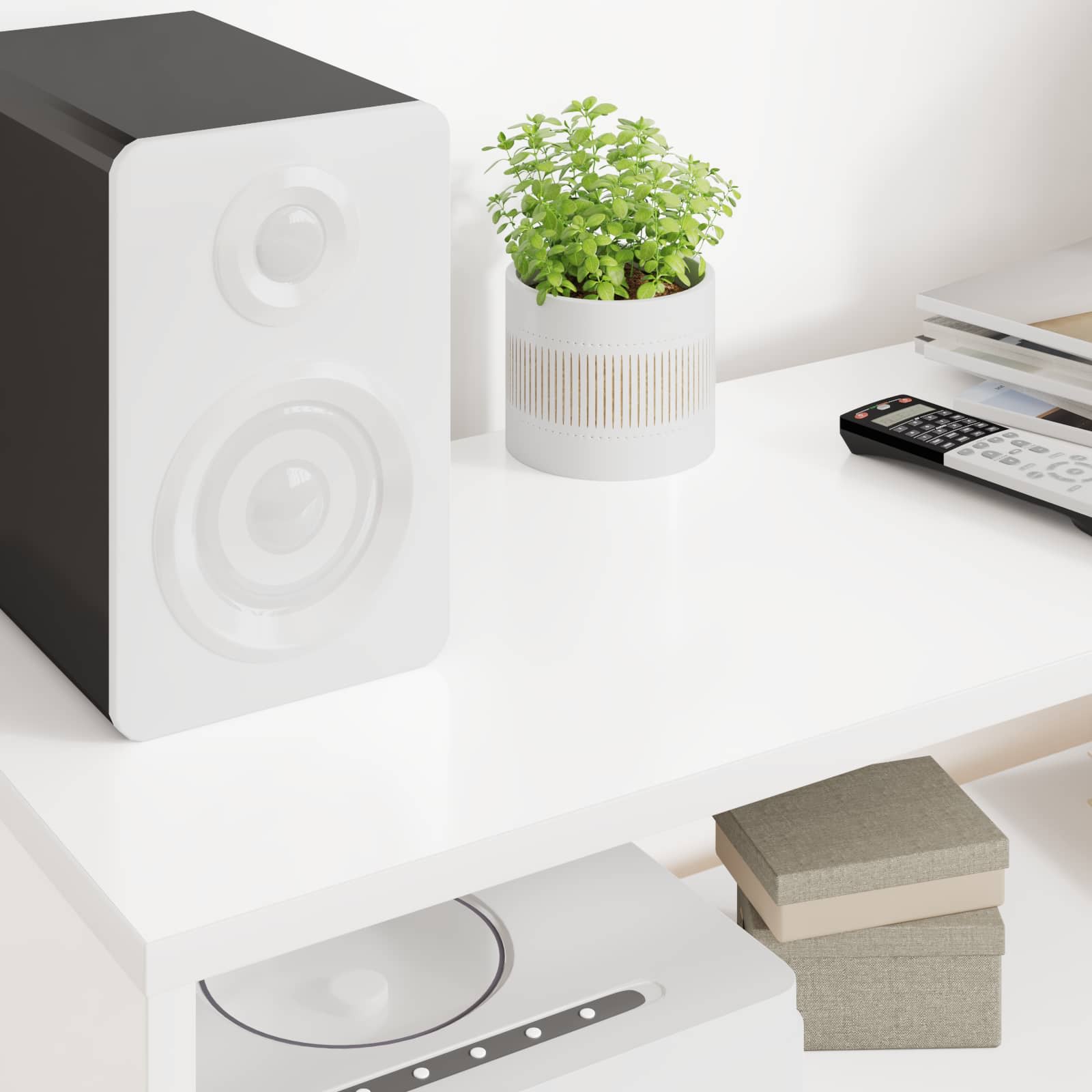 Cabinet TV Alb 100 x 30 x 40 cm Lemn compozit GartenMobel Dekor