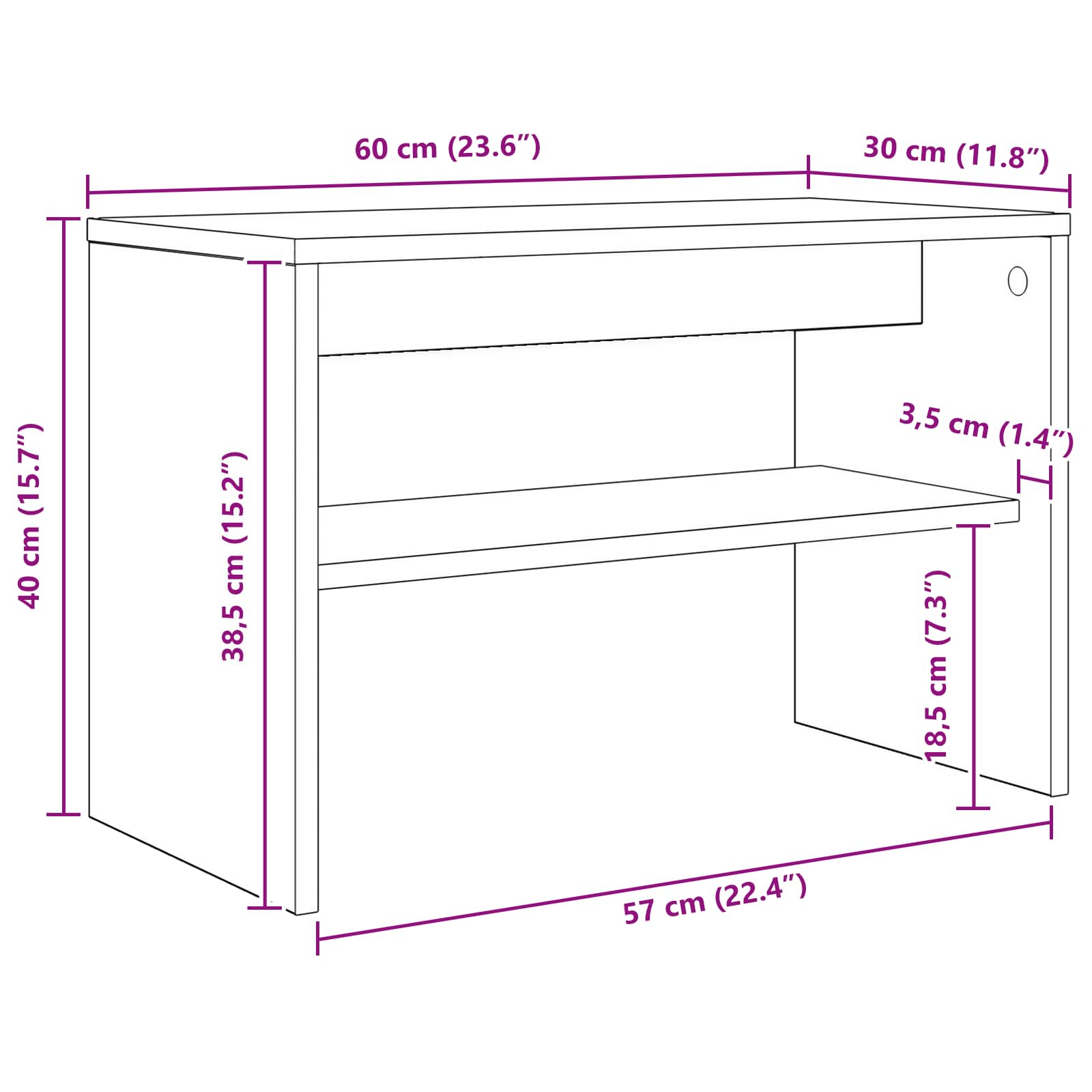 Cabinet TV Alb 60 x 30 x 40 cm Lemn compozit GartenMobel Dekor