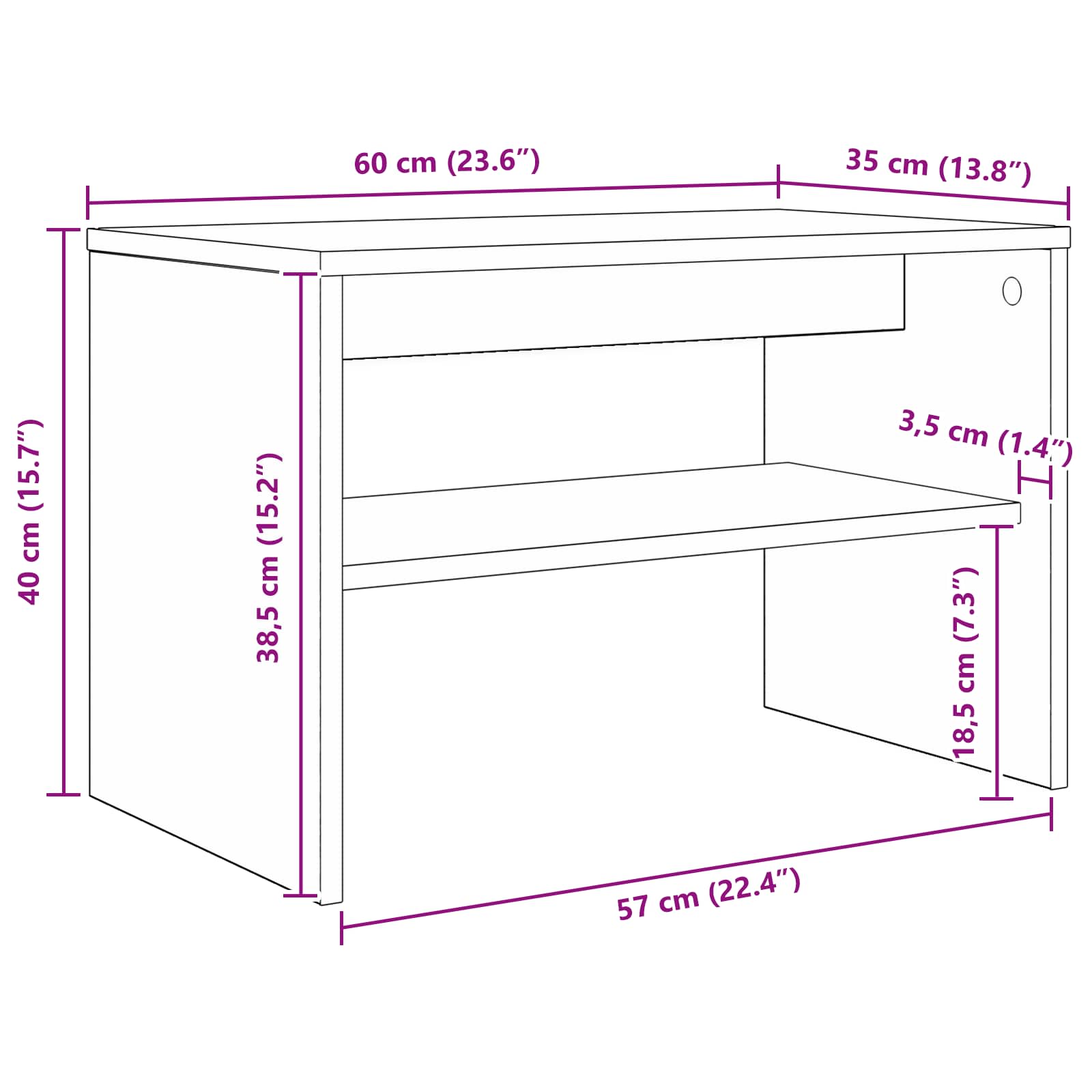 Cabinet TV Alb 60 x 35 x 40 cm Lemn compozit GartenMobel Dekor