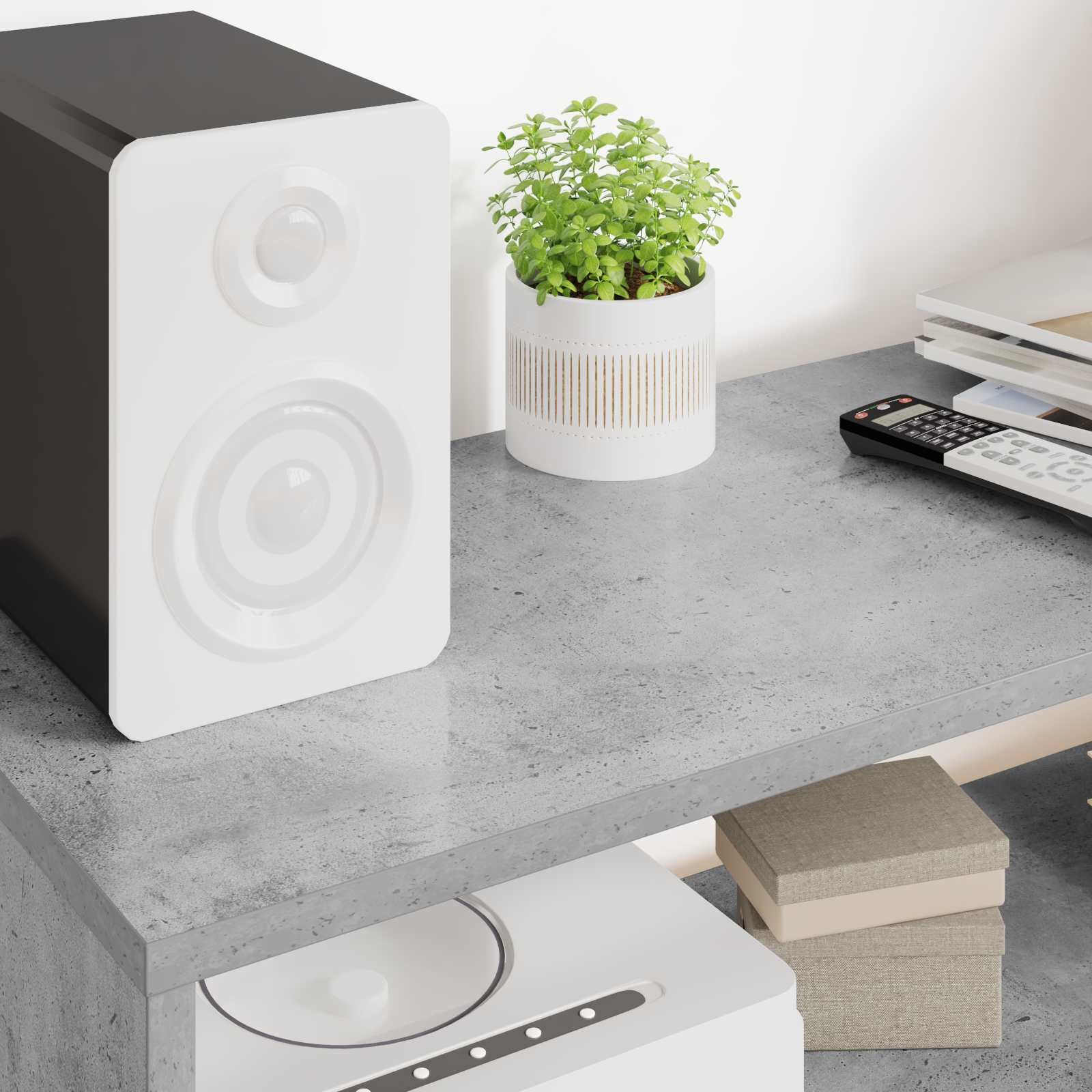 Cabinet TV Gri din beton 100 x 30 x 40 cm Lemn compozit GartenMobel Dekor