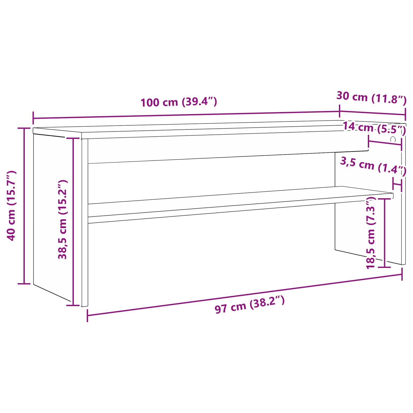 Cabinet TV Gri din beton 100 x 30 x 40 cm Lemn compozit GartenMobel Dekor