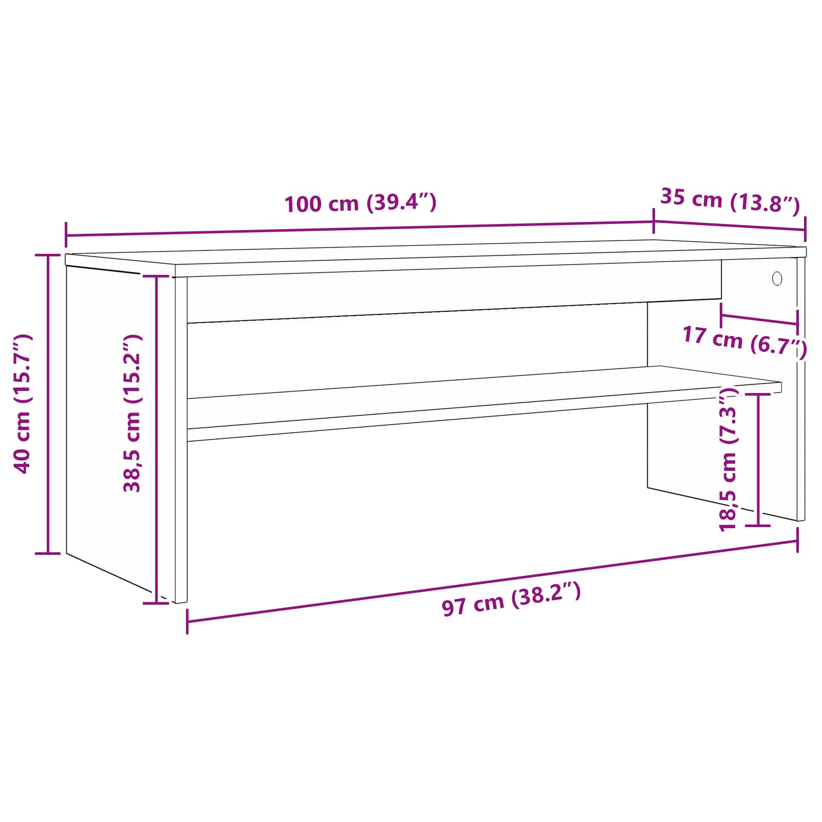 Cabinet TV Lemn vechi 100 x 35 x 40 cm Lemn compozit GartenMobel Dekor
