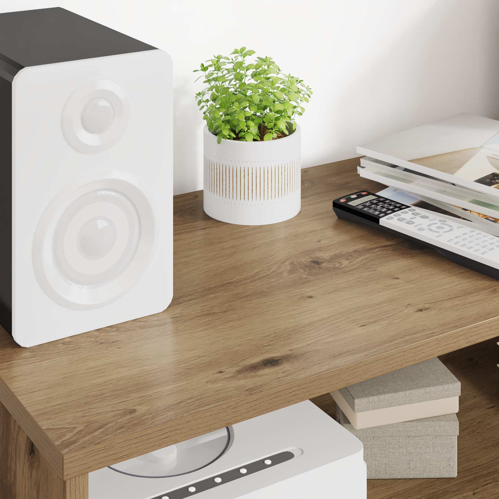 Cabinet TV Stejar Artizanal 80 x 35 x 40 cm Lemn compozit GartenMobel Dekor