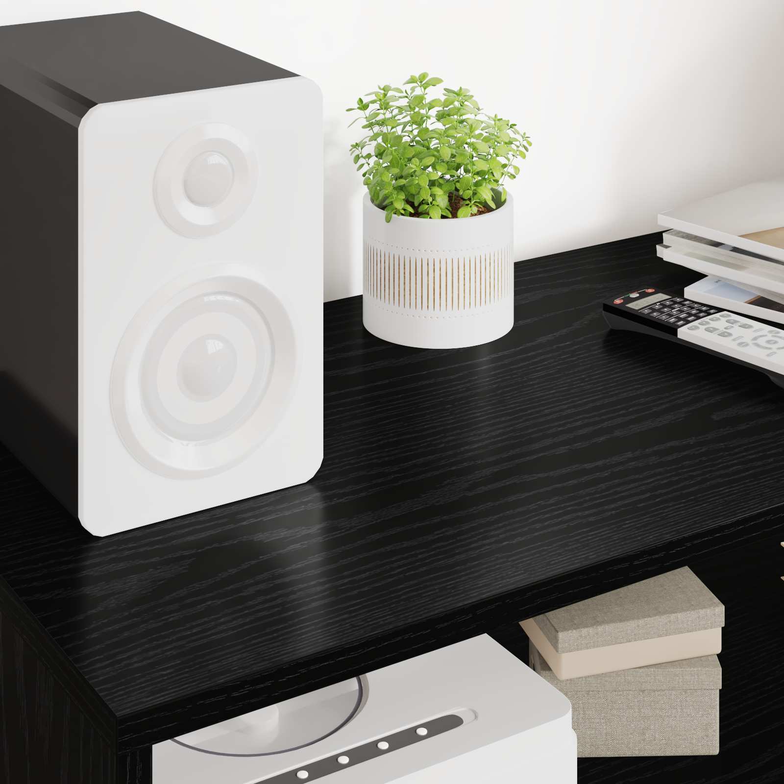 Cabinet TV Stejar Negru 100 x 35 x 40 cm Lemn compozit GartenMobel Dekor