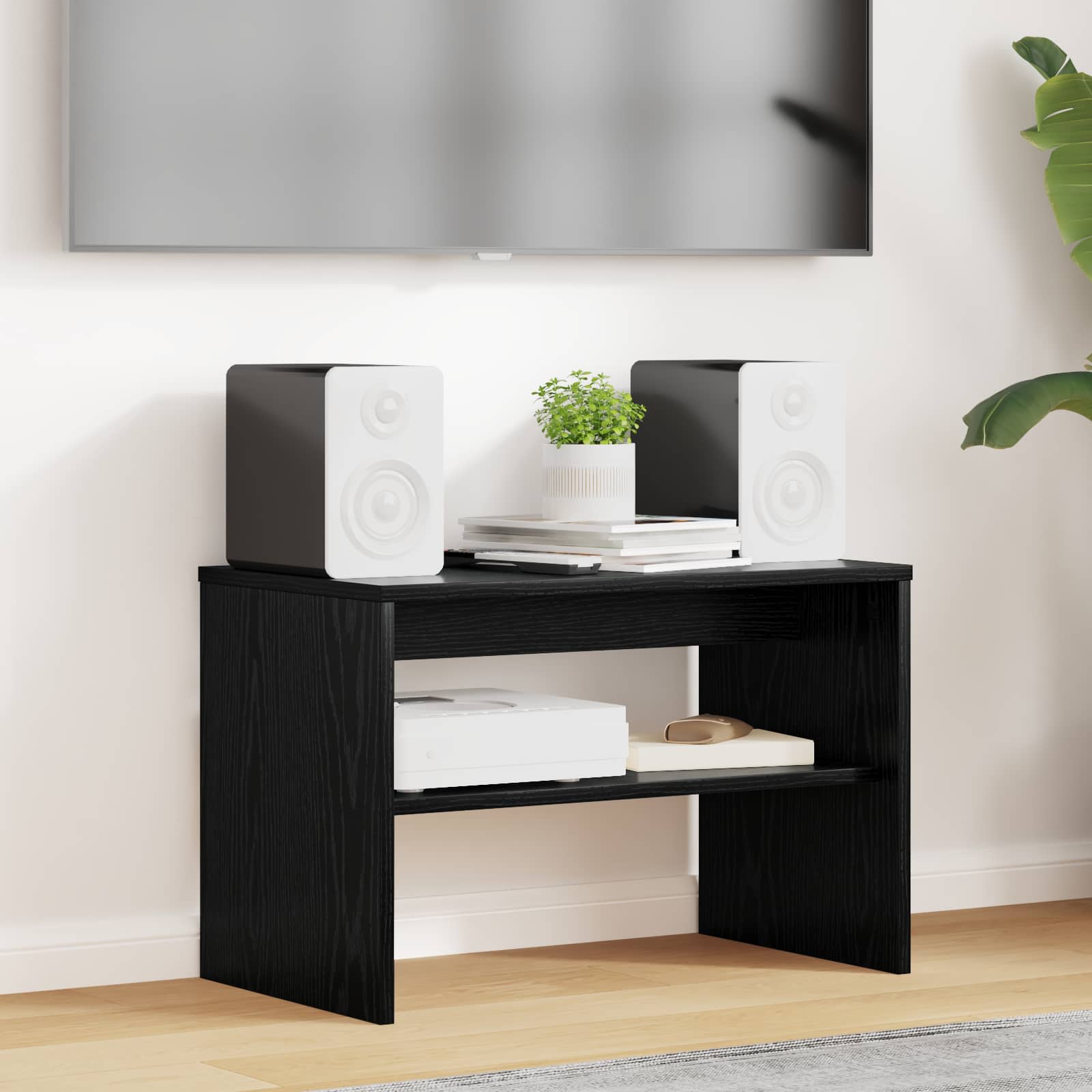 Cabinet TV Stejar Negru 60 x 35 x 40 cm Lemn compozit GartenMobel Dekor