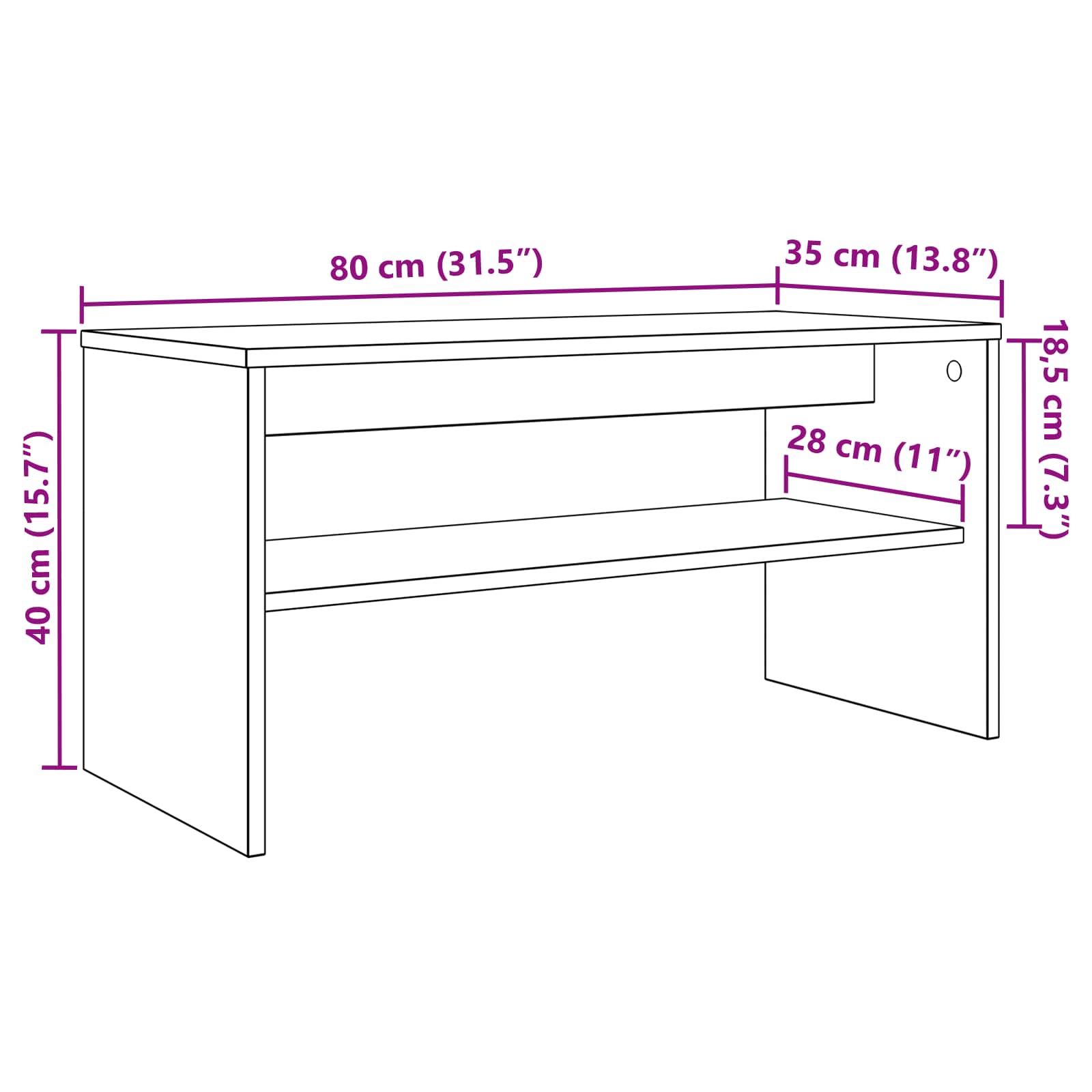Cabinet TV Stejar Negru 80 x 35 x 40 cm Lemn compozit GartenMobel Dekor