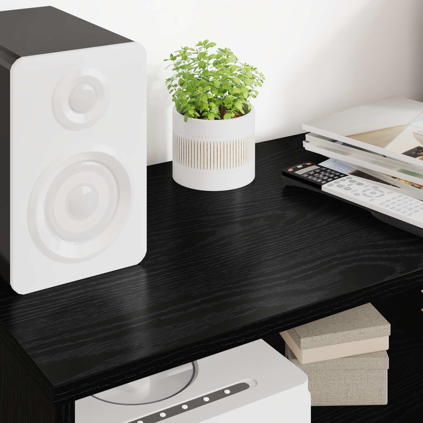 Cabinet TV Stejar Negru 80 x 35 x 40 cm Lemn compozit GartenMobel Dekor