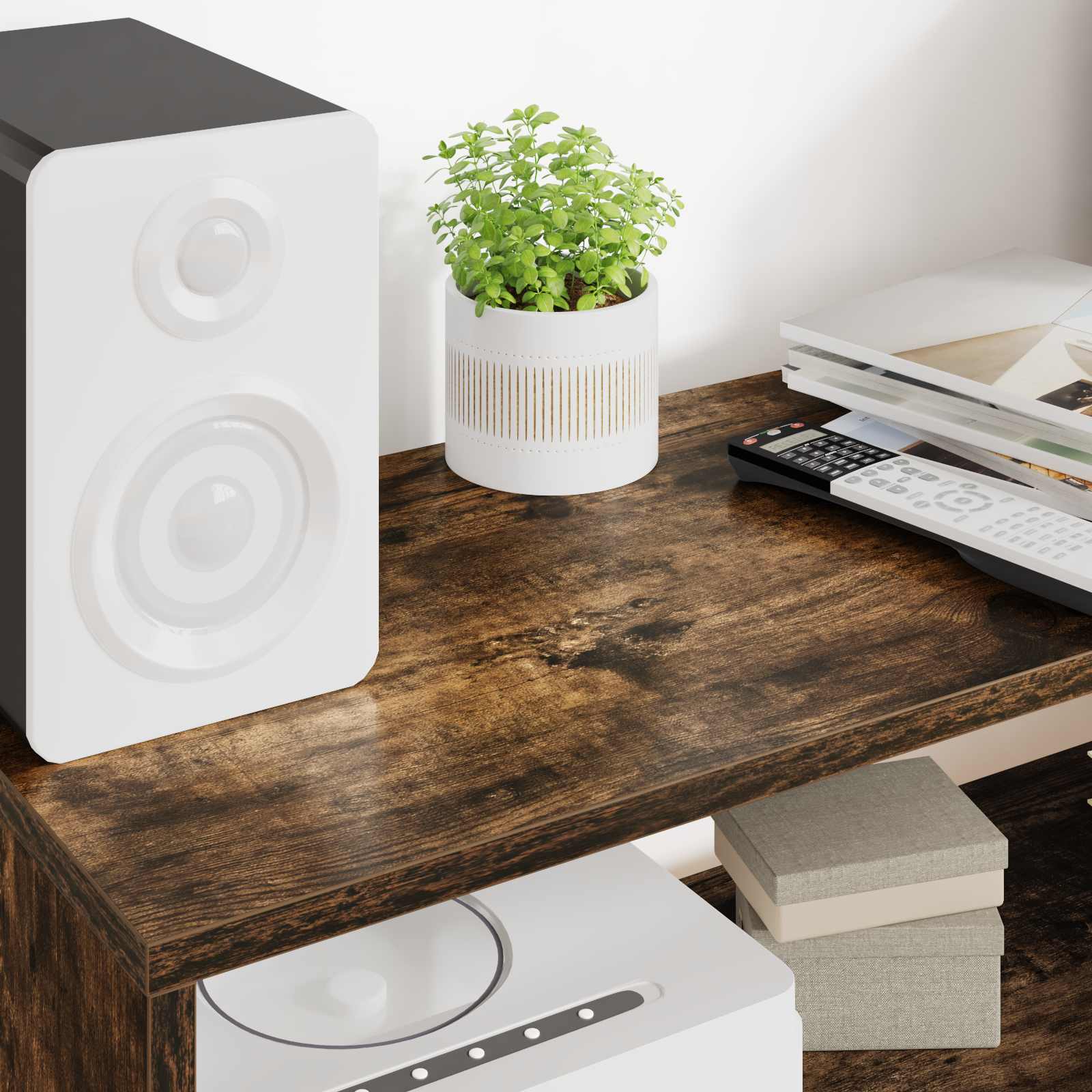 Cabinet TV Stejar fumuriu 80 x 30 x 40 cm Lemn compozit GartenMobel Dekor