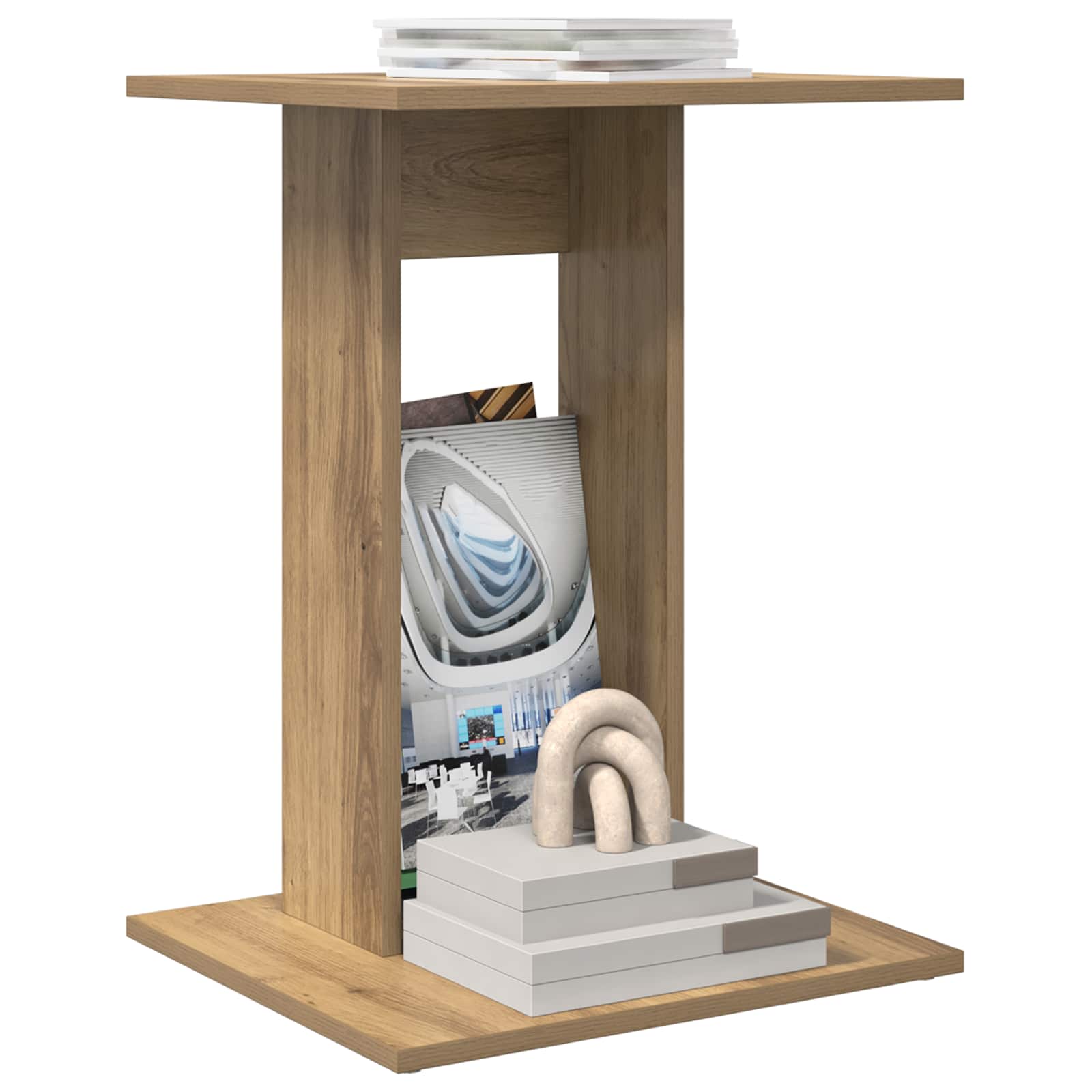 Masă laterală Stejar Artizanal 45 x 40 x 62,5 cm Lemn compozit GartenMobel Dekor